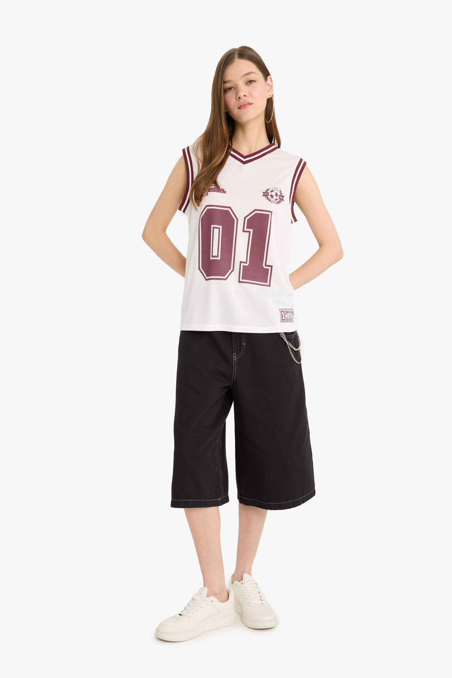 Débardeur oversize imprimé à col V