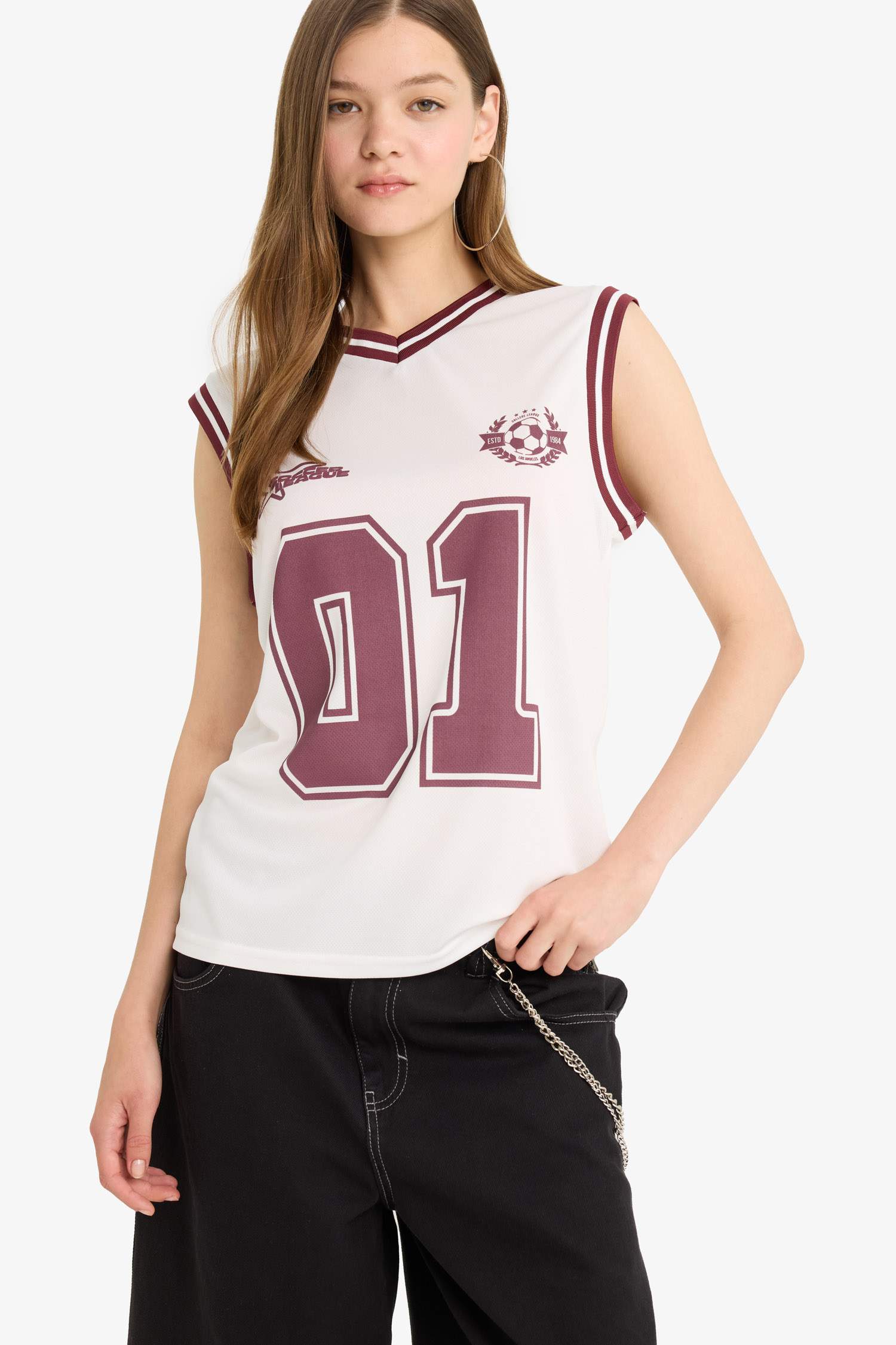 Débardeur oversize imprimé à col V