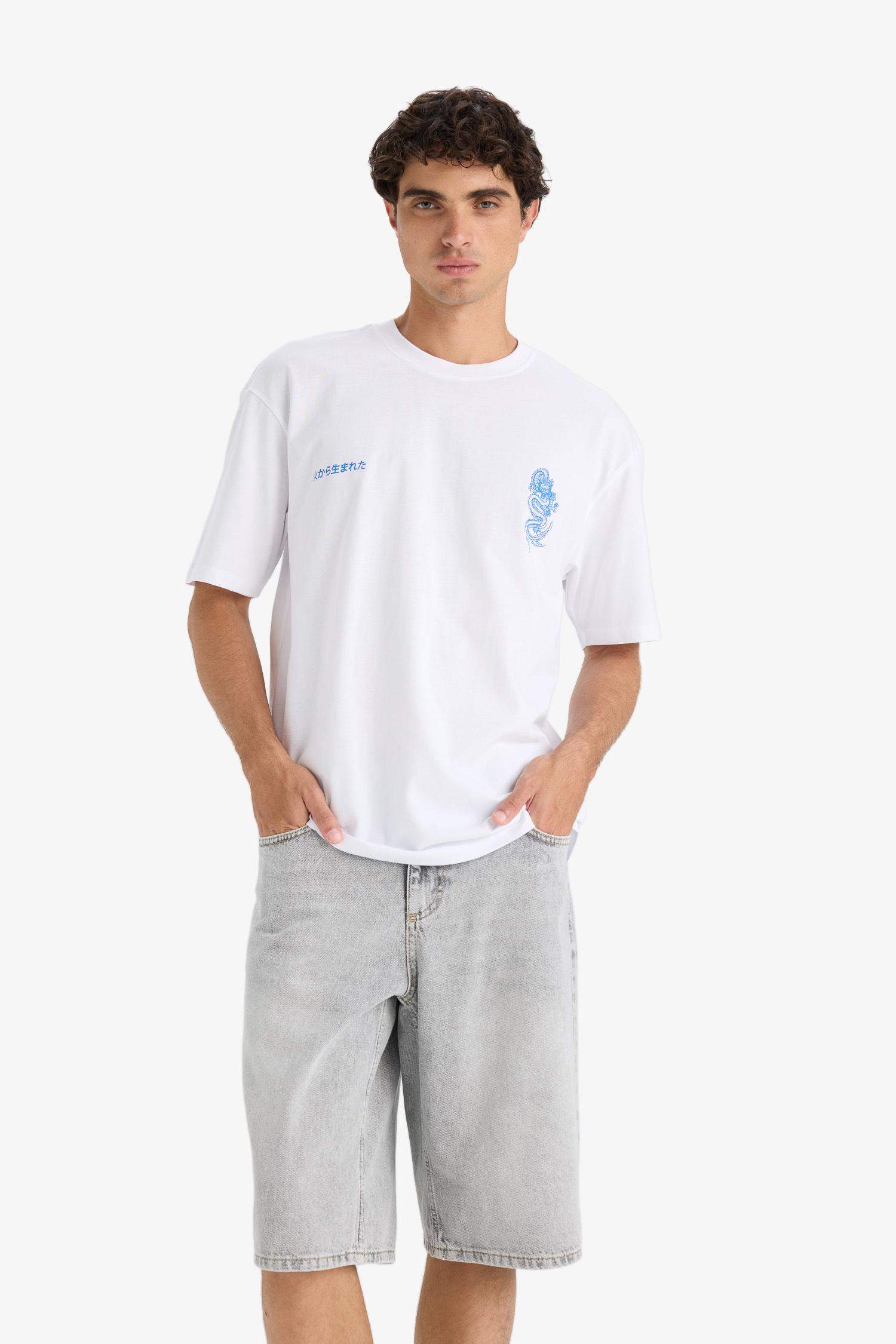 %100 Pamuk Baggy Fit Jean Bermuda Şort