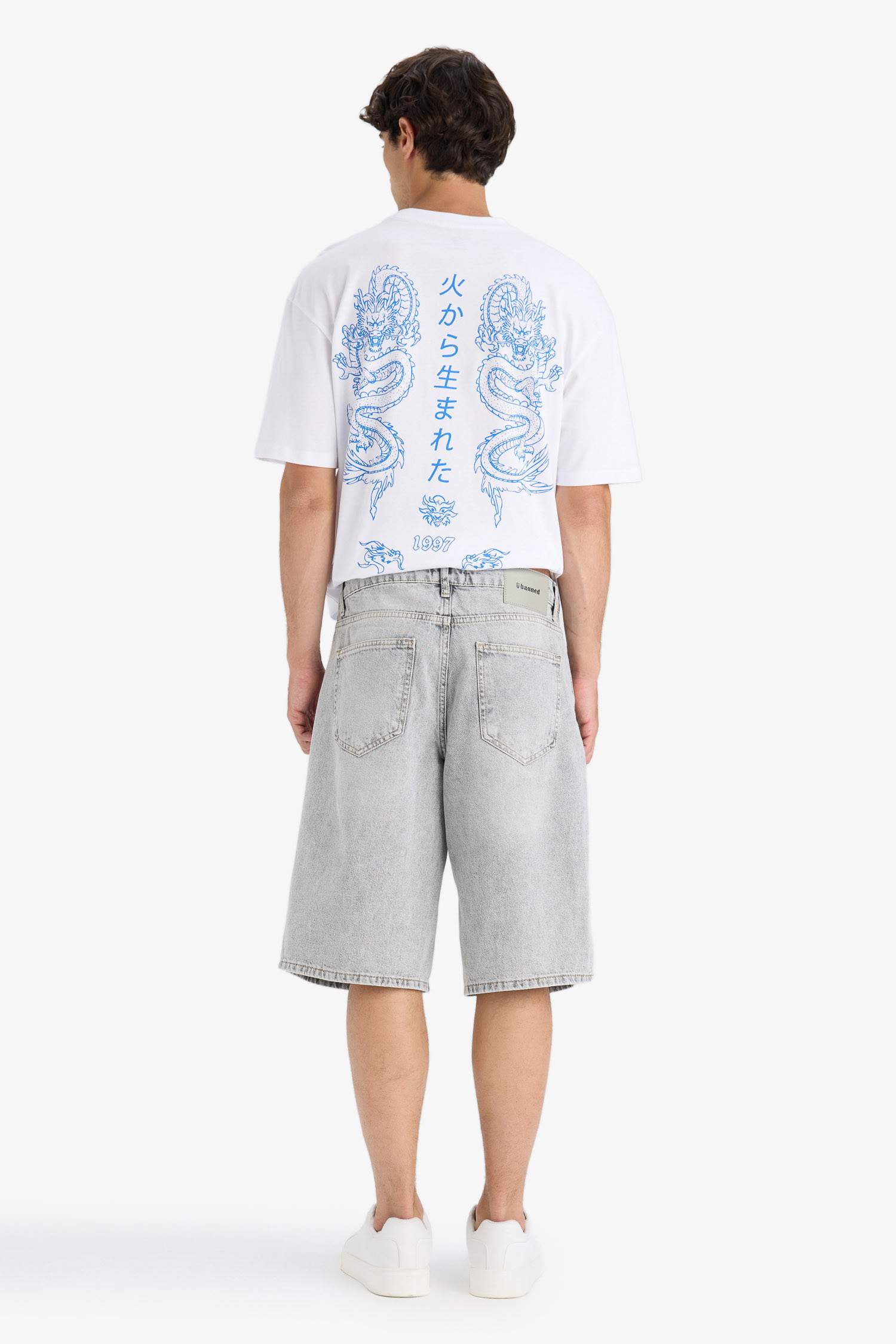 %100 Pamuk Baggy Fit Jean Bermuda Şort