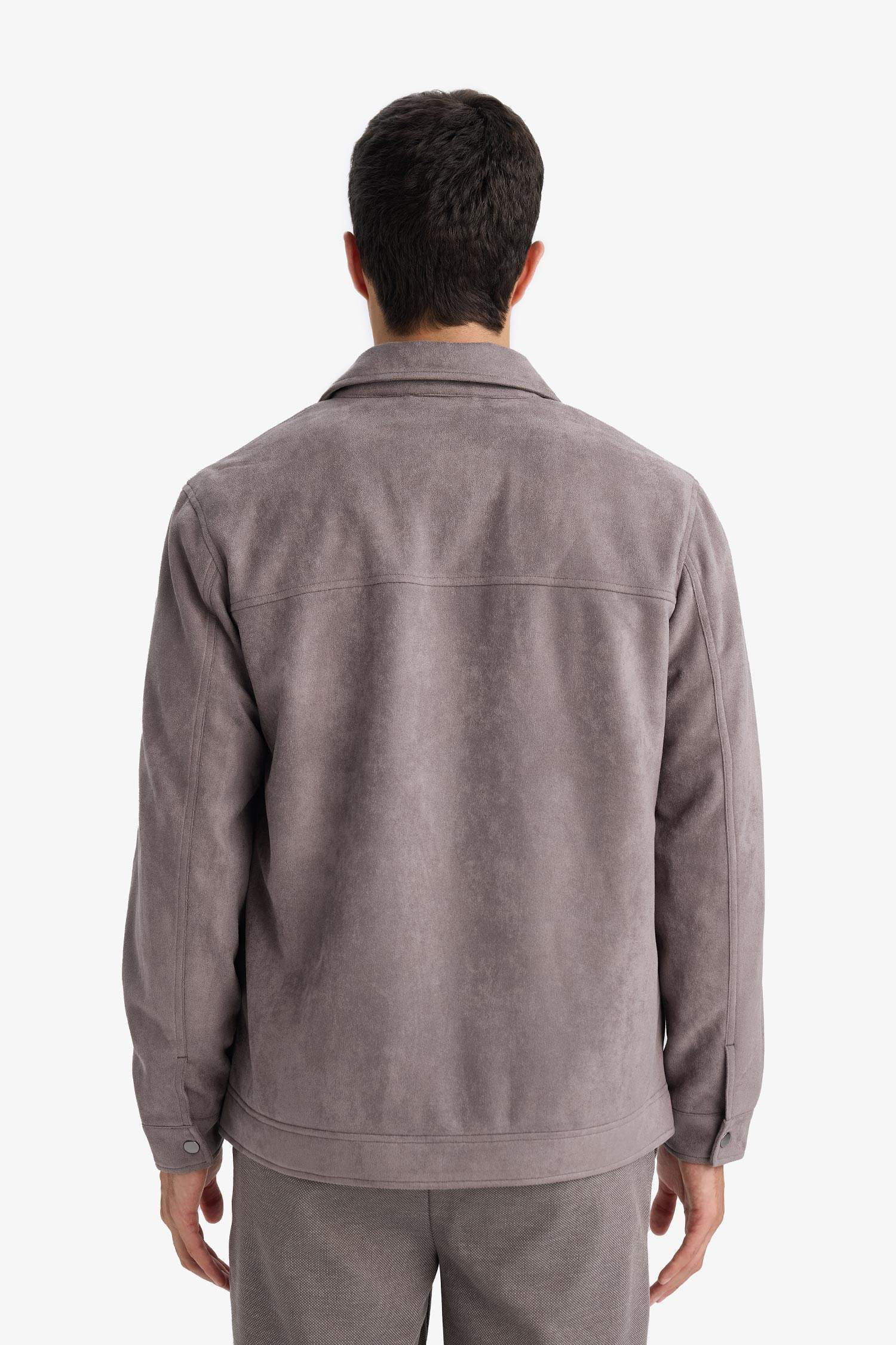 Regular Fit поло жағалы астары бар найзағайлы күдері куртка