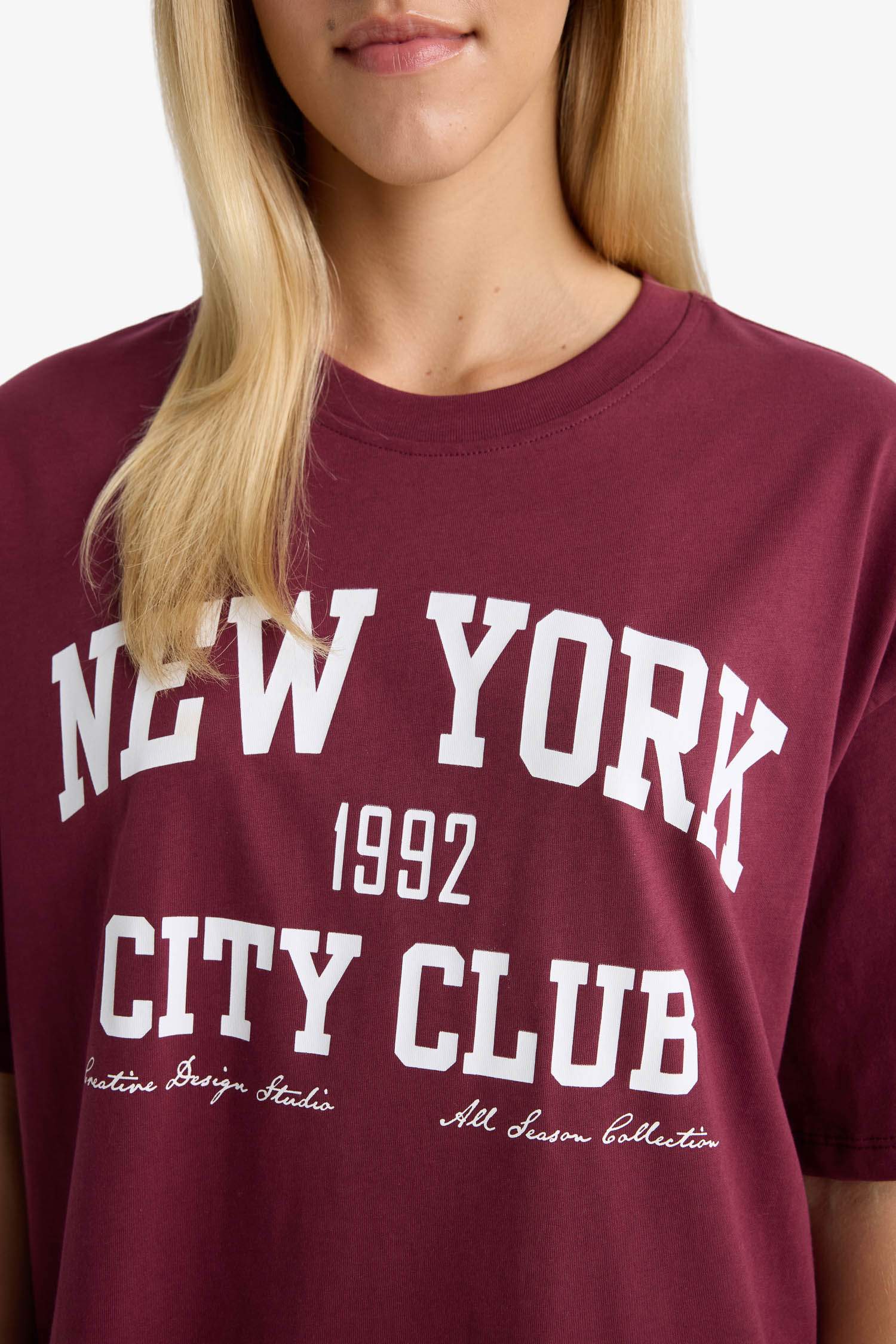 تيشيرت نص ردن اوفر سايز بياخة مستديرة