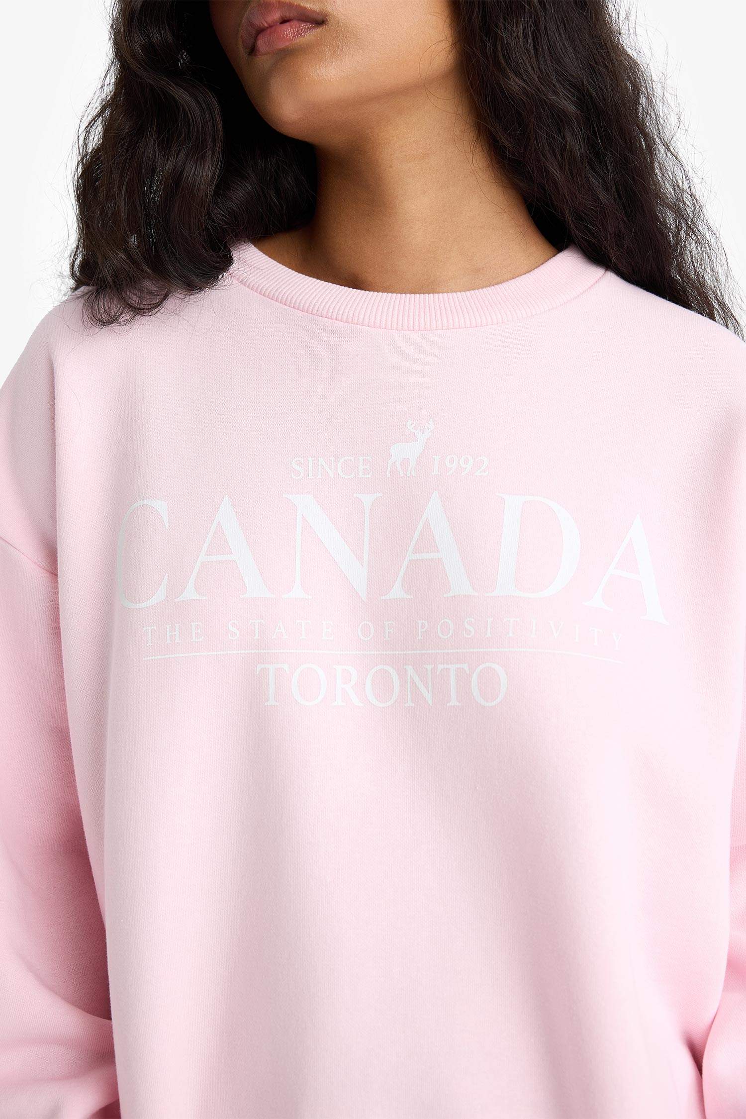 Oversize Fit Printed Long Sleeve Sweatshirt