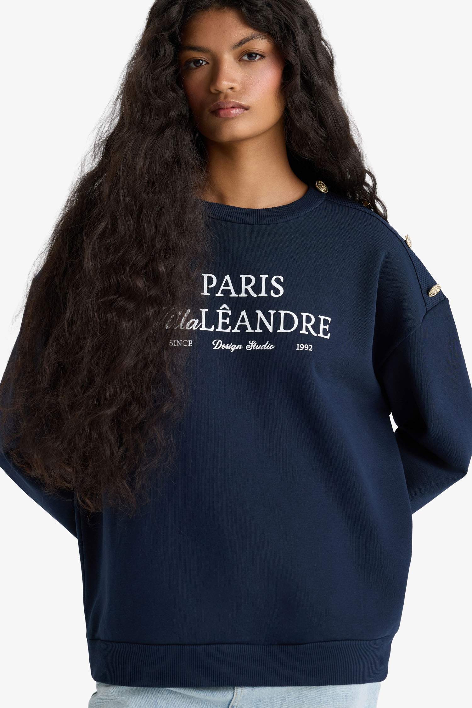 Relax Fit Printed Long Sleeve Print Thick Sweatshirt