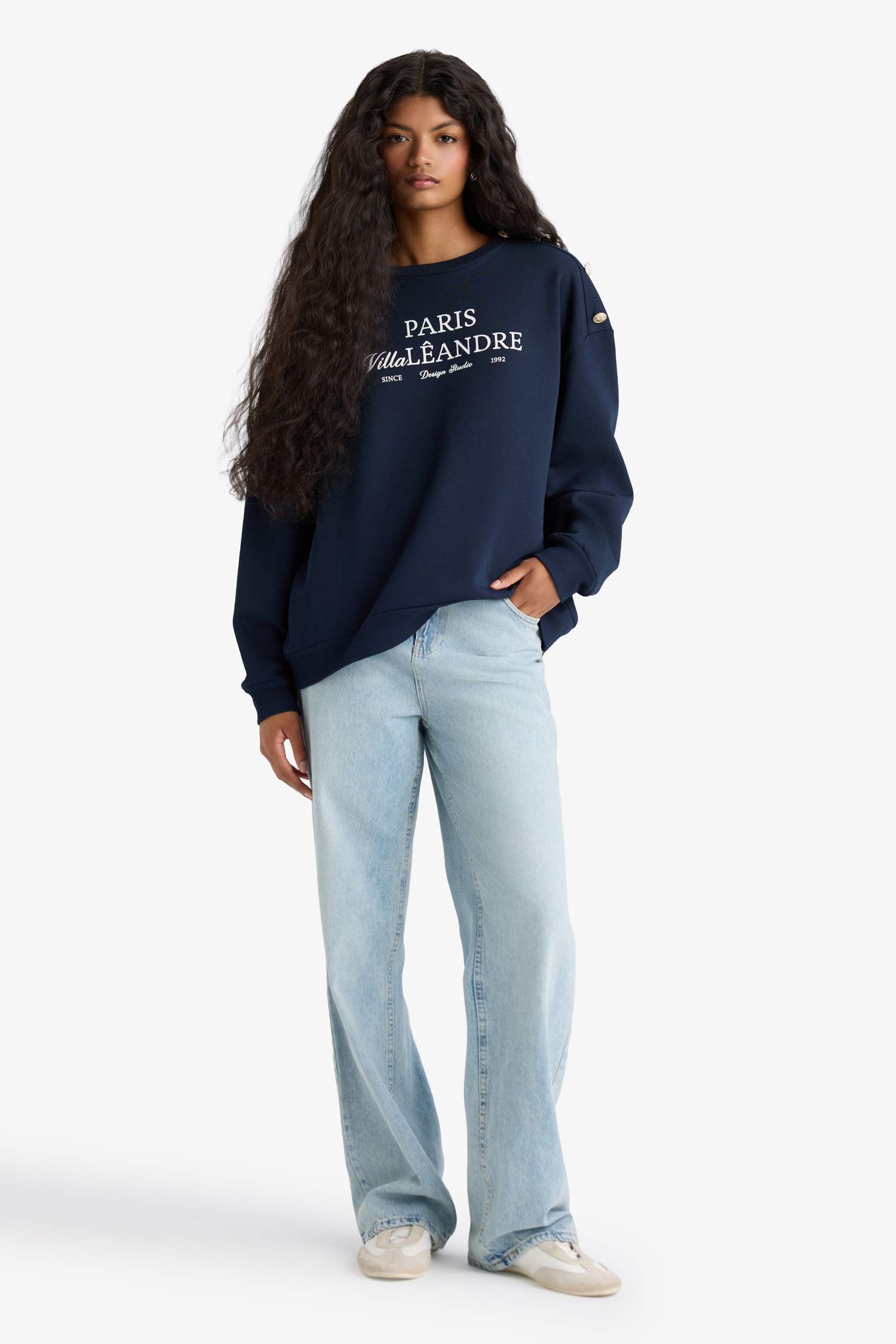 Relax Fit Printed Long Sleeve Print Thick Sweatshirt