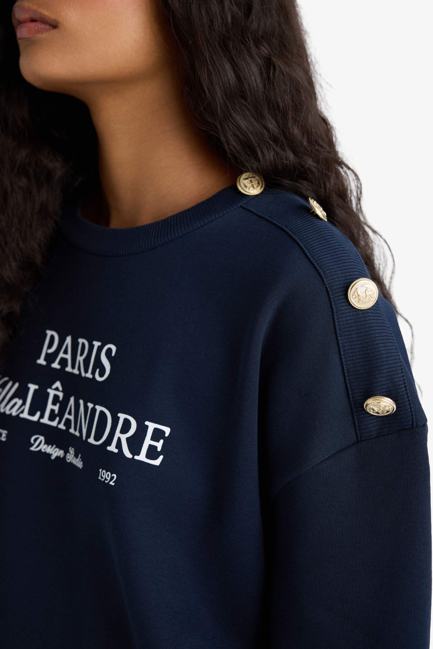 Relax Fit Printed Long Sleeve Print Thick Sweatshirt