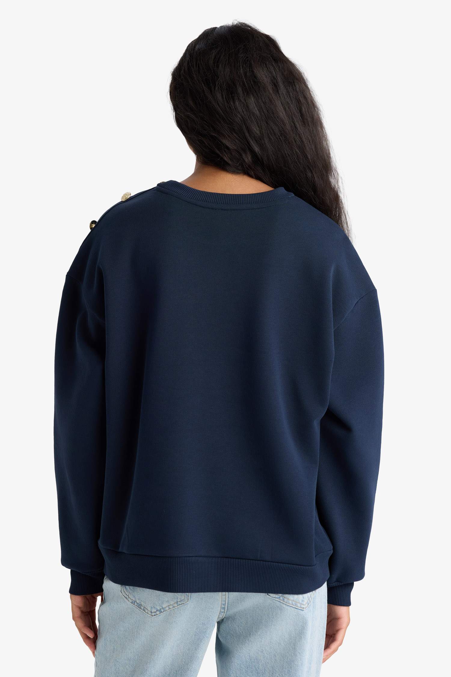 Relax Fit Printed Long Sleeve Print Thick Sweatshirt