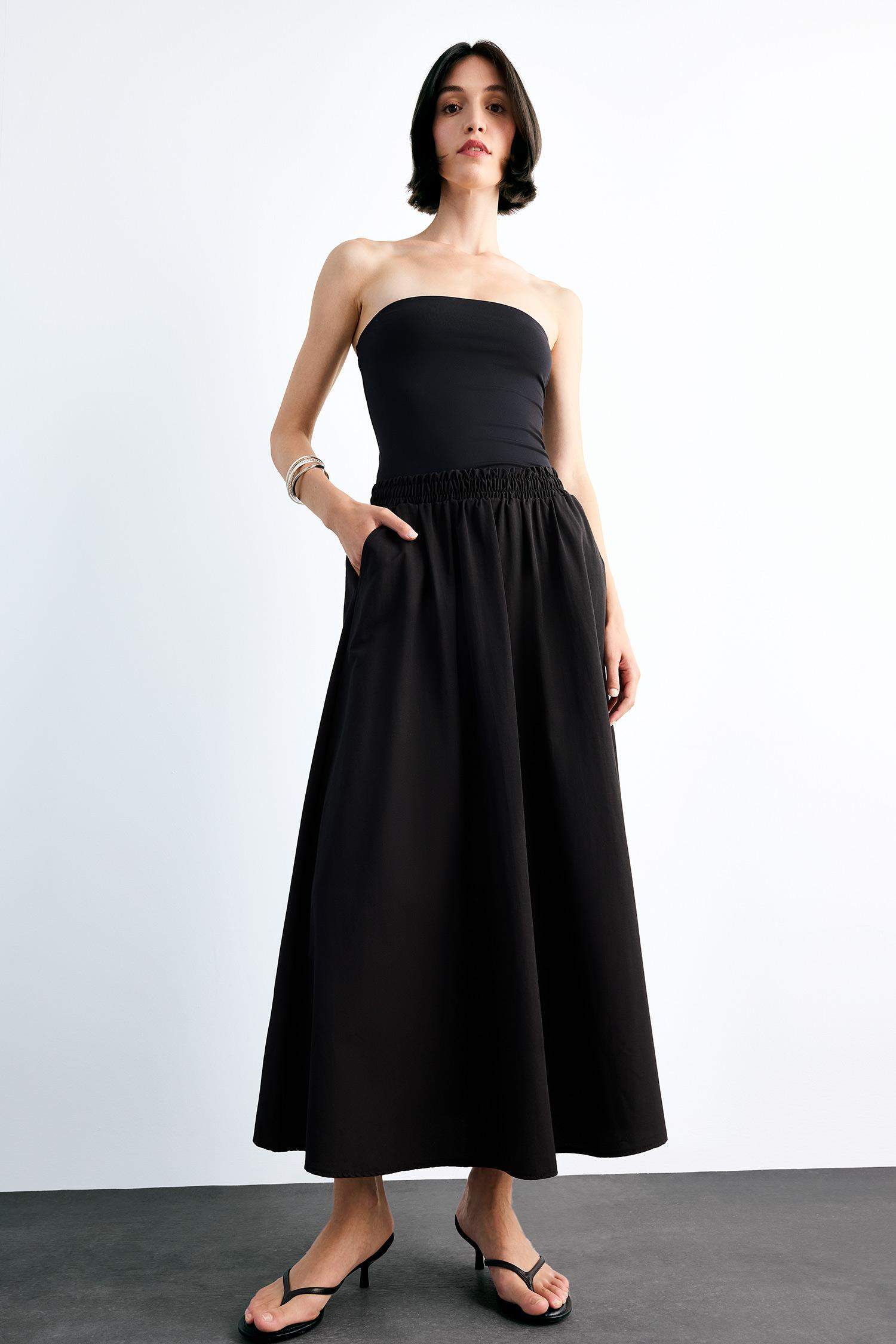 Beli Lastikli Cepli Siyah Maxi Etek