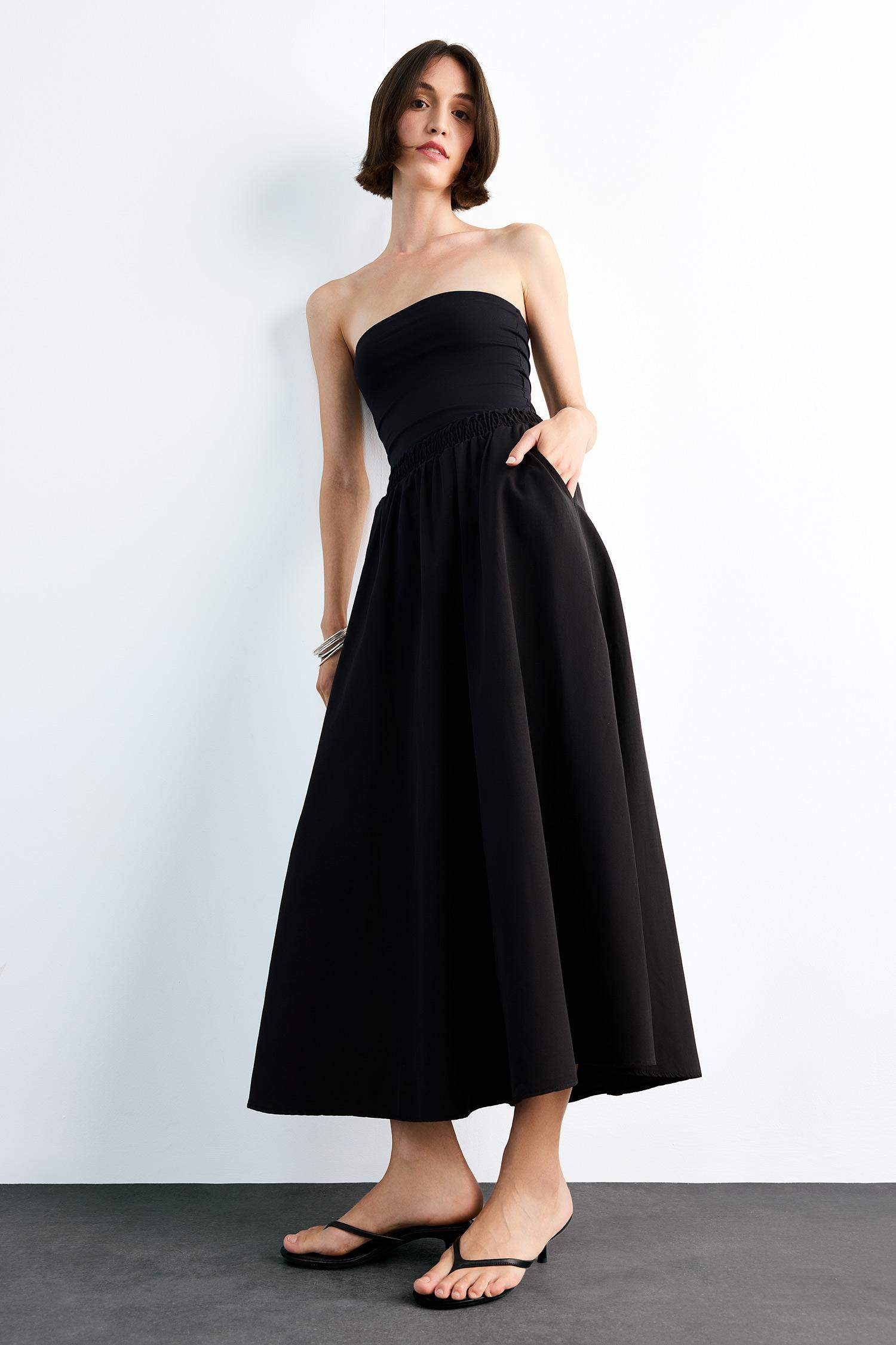 Beli Lastikli Cepli Siyah Maxi Etek