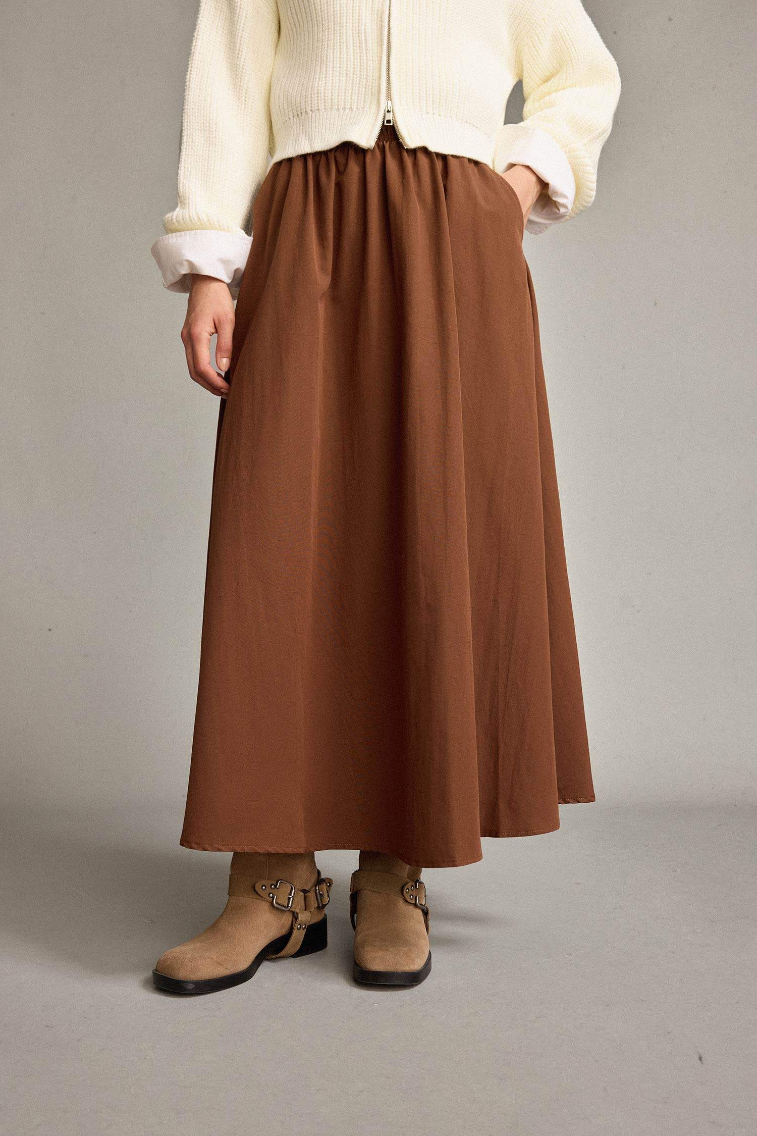 Beli Lastikli Cepli Maxi Etek