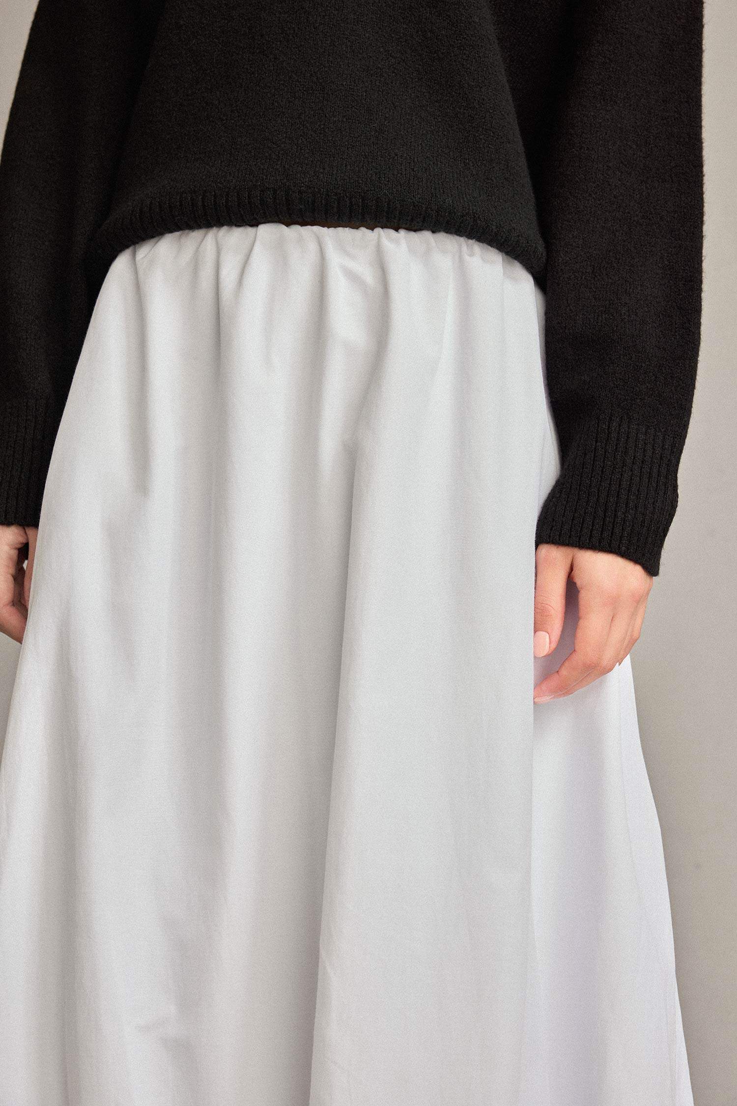 Balloon Fit Poplin Lined Elastic Band Skirt