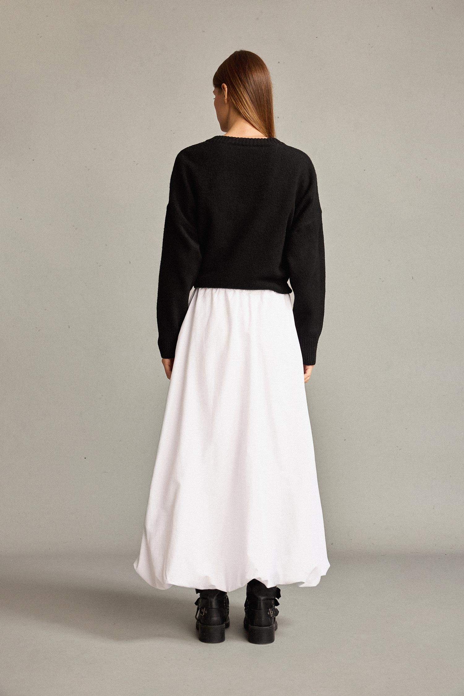 Balloon Fit Poplin Lined Elastic Band Skirt