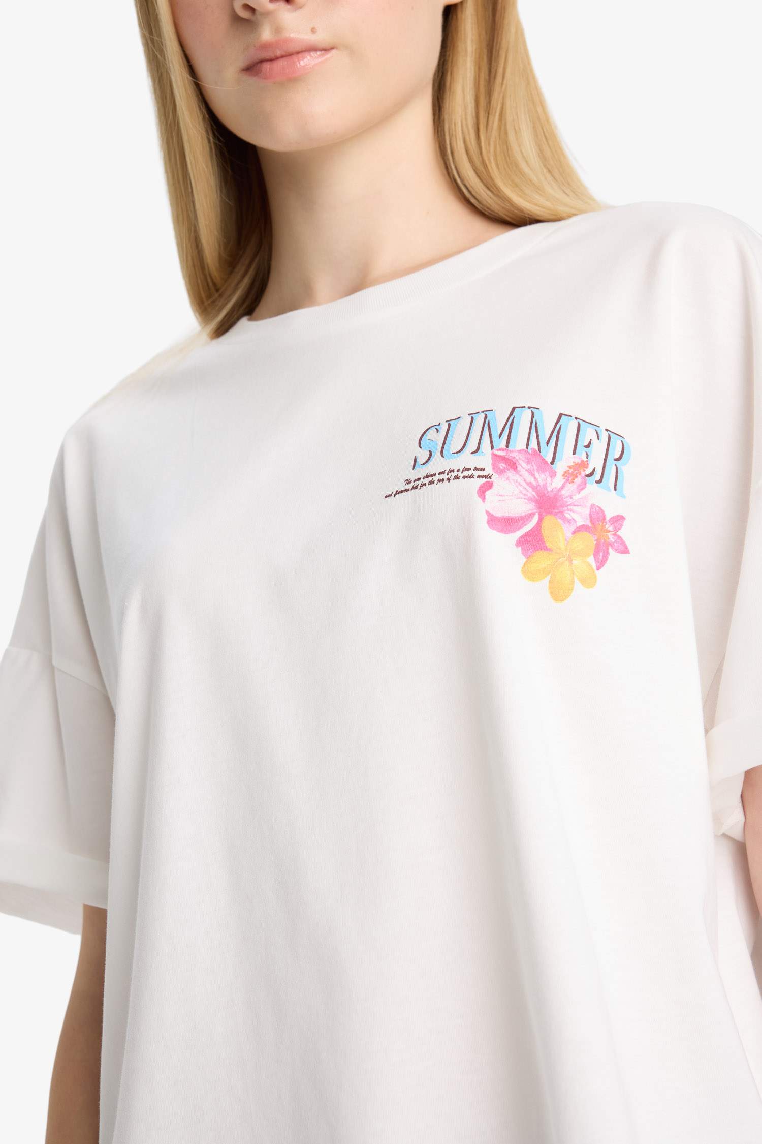 T-shirt oversize imprimé au dos à col rond et manches courtes