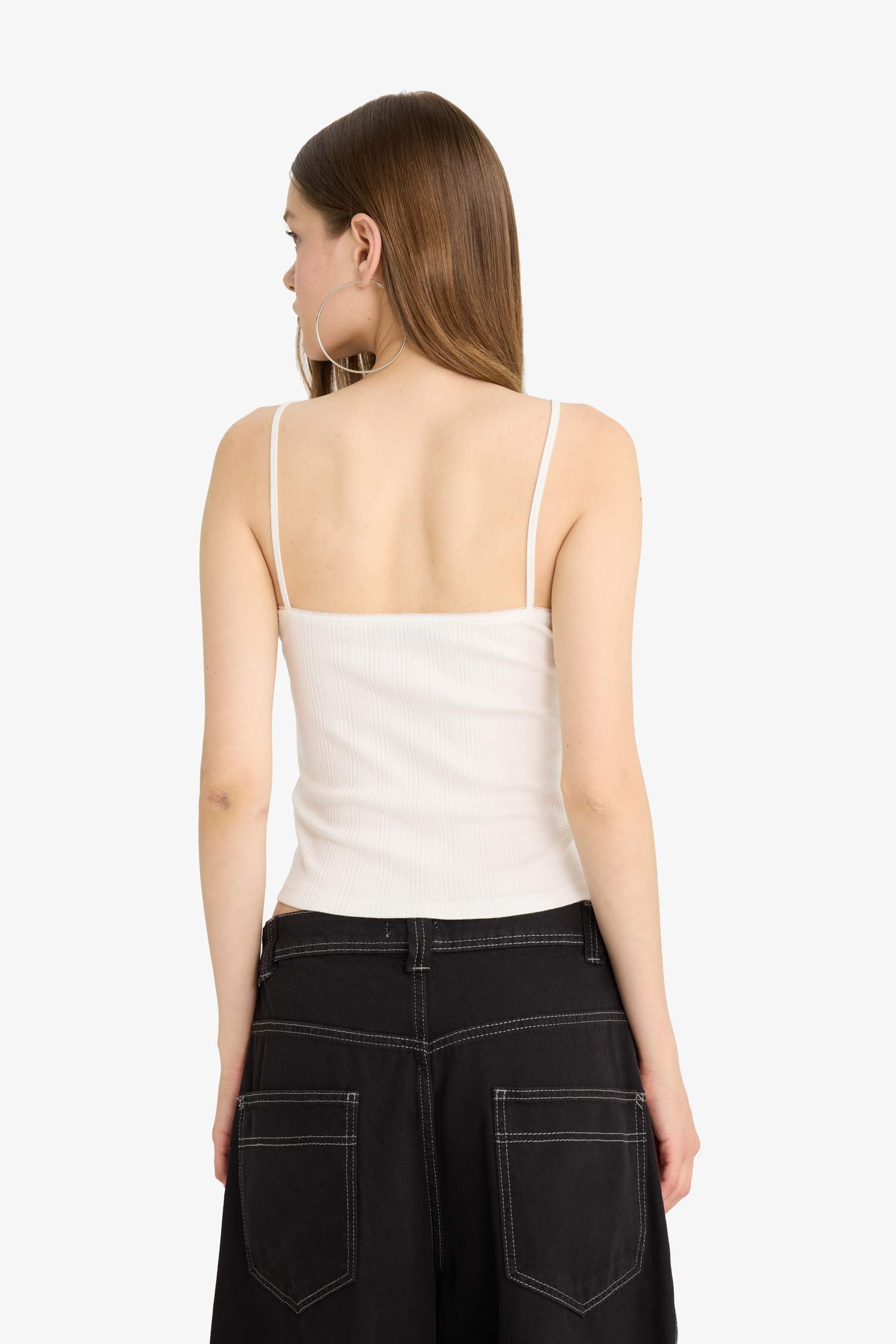 Coool Fitted U Yaka Fitilli Kaşkorse Askılı Beyaz Atlet