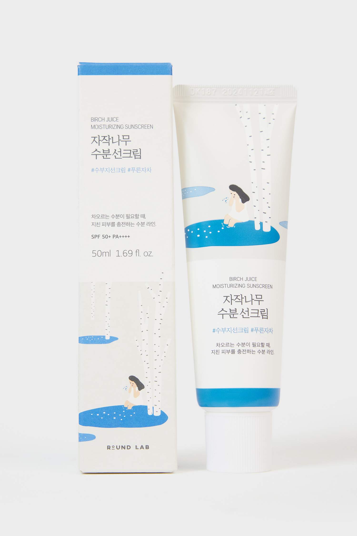 Round Lab Birch Juice Moisturizing Sunscreen SPF50+ PA++++ 50ml-Huş Özlü Nemlendirici güneş kremi (Hassas Ciltler İçin, Beyazlık Bırakmaz)