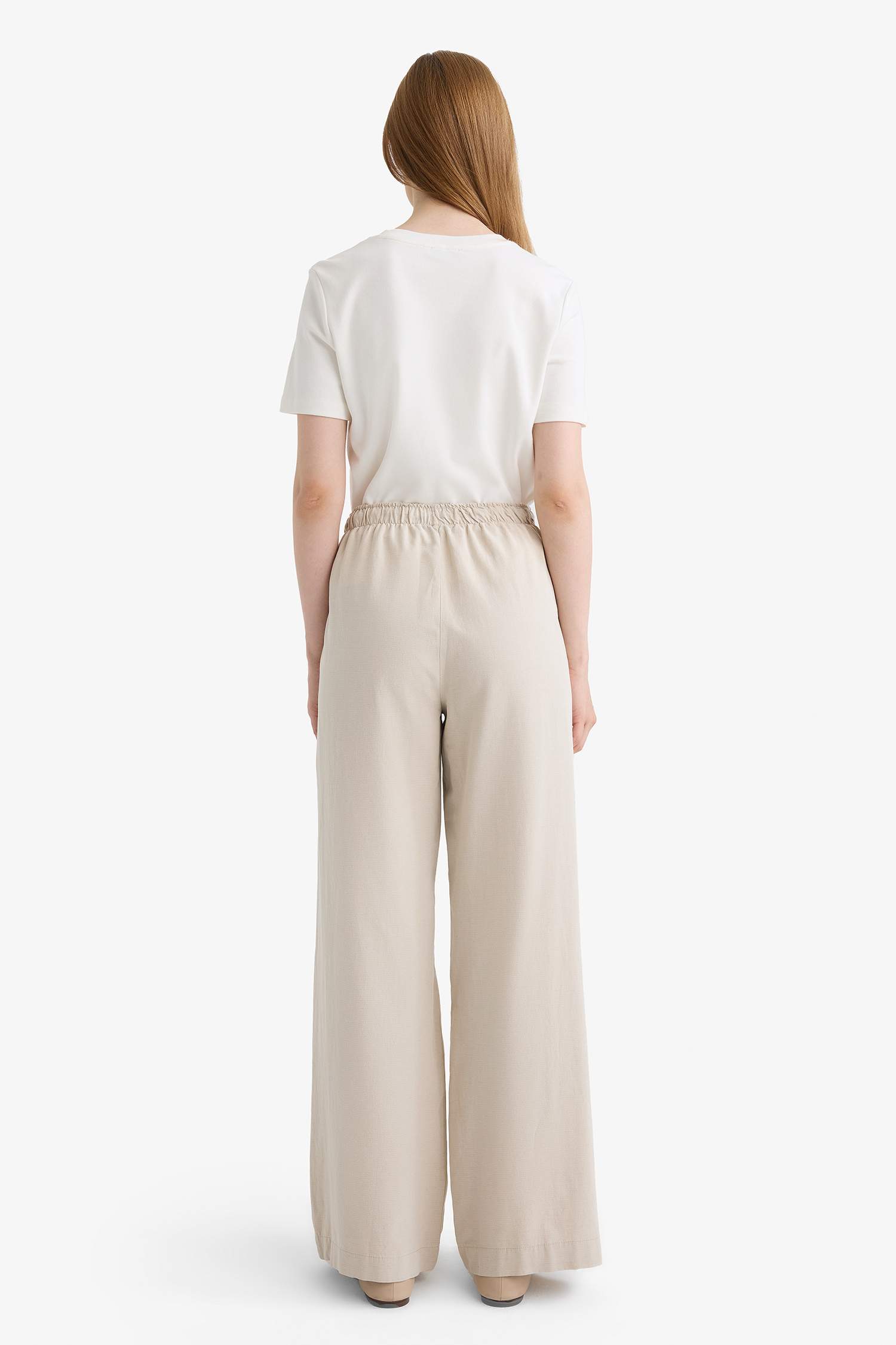 Wide Leg Linen Blended Trousers
