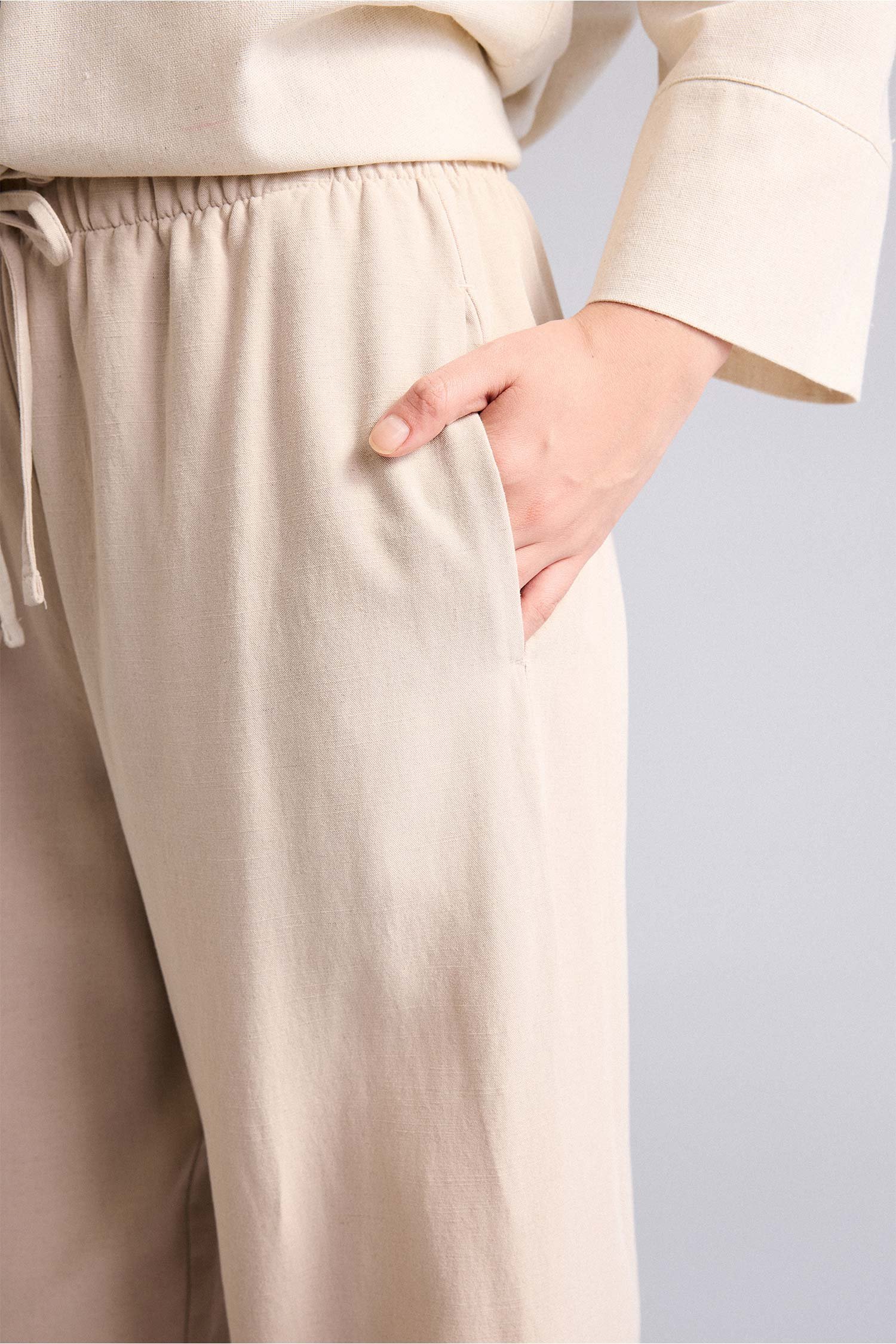 DeFacto Wıde Leg Keten Karışımlı Pantolon görsel 4