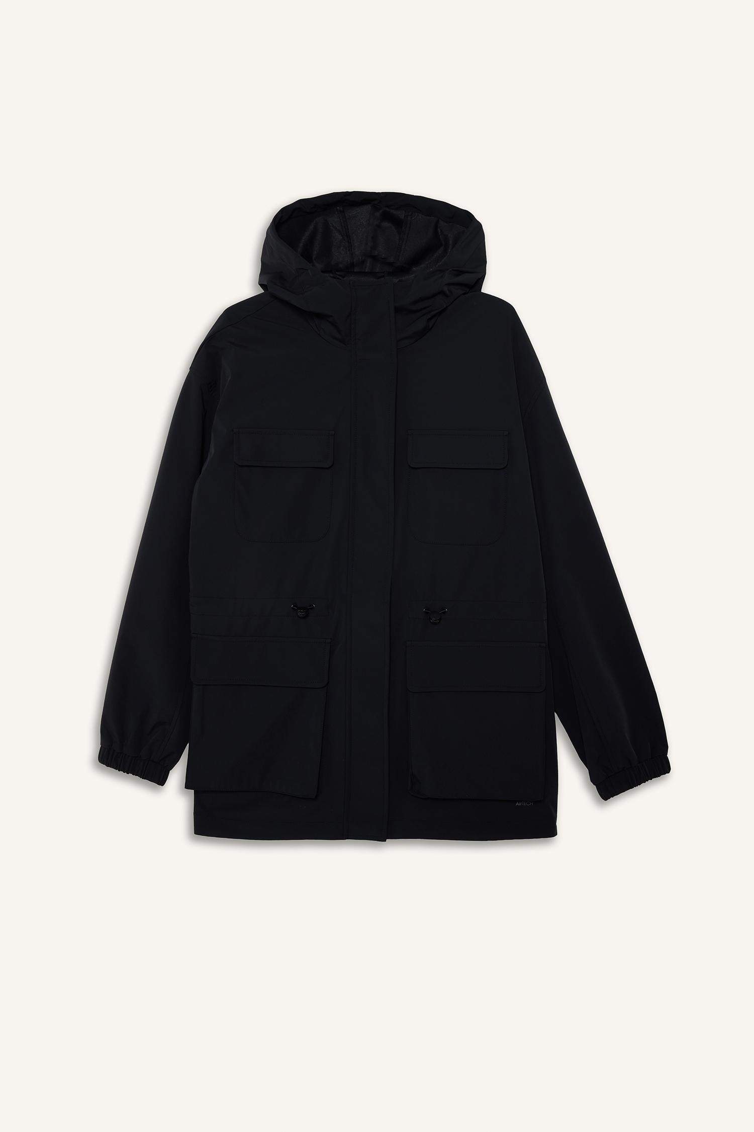 Ветрозащитный водоотталкивающий дождевик на молнии с капюшоном Regular Fit