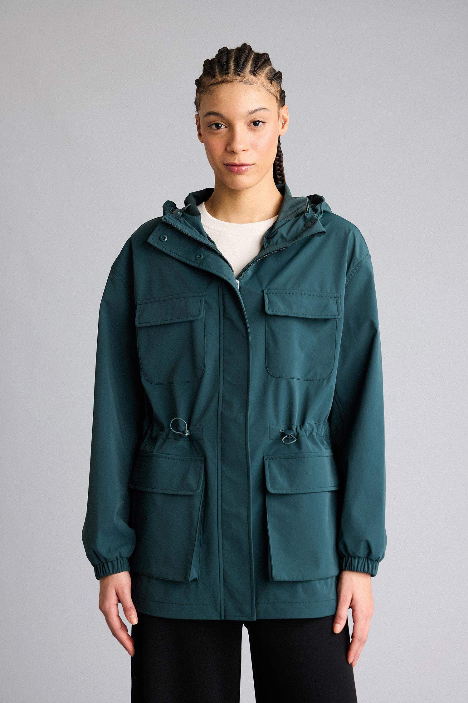 Ветрозащитный водоотталкивающий дождевик на молнии с капюшоном Regular Fit