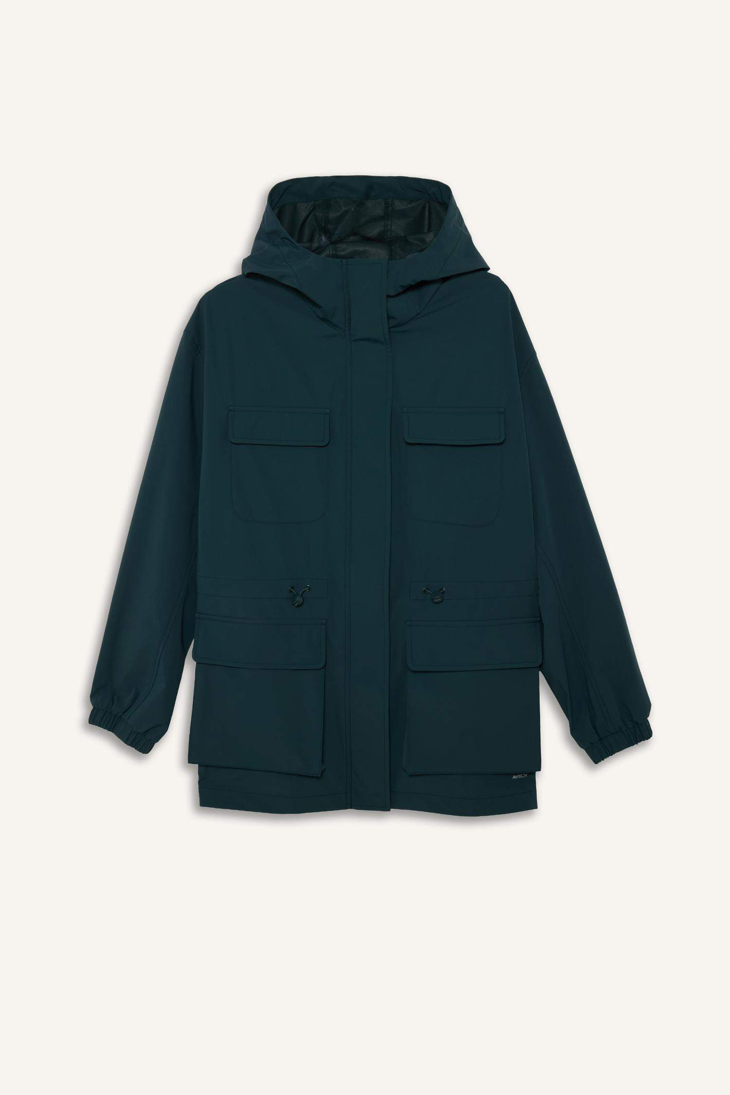 Ветрозащитный водоотталкивающий дождевик на молнии с капюшоном Regular Fit