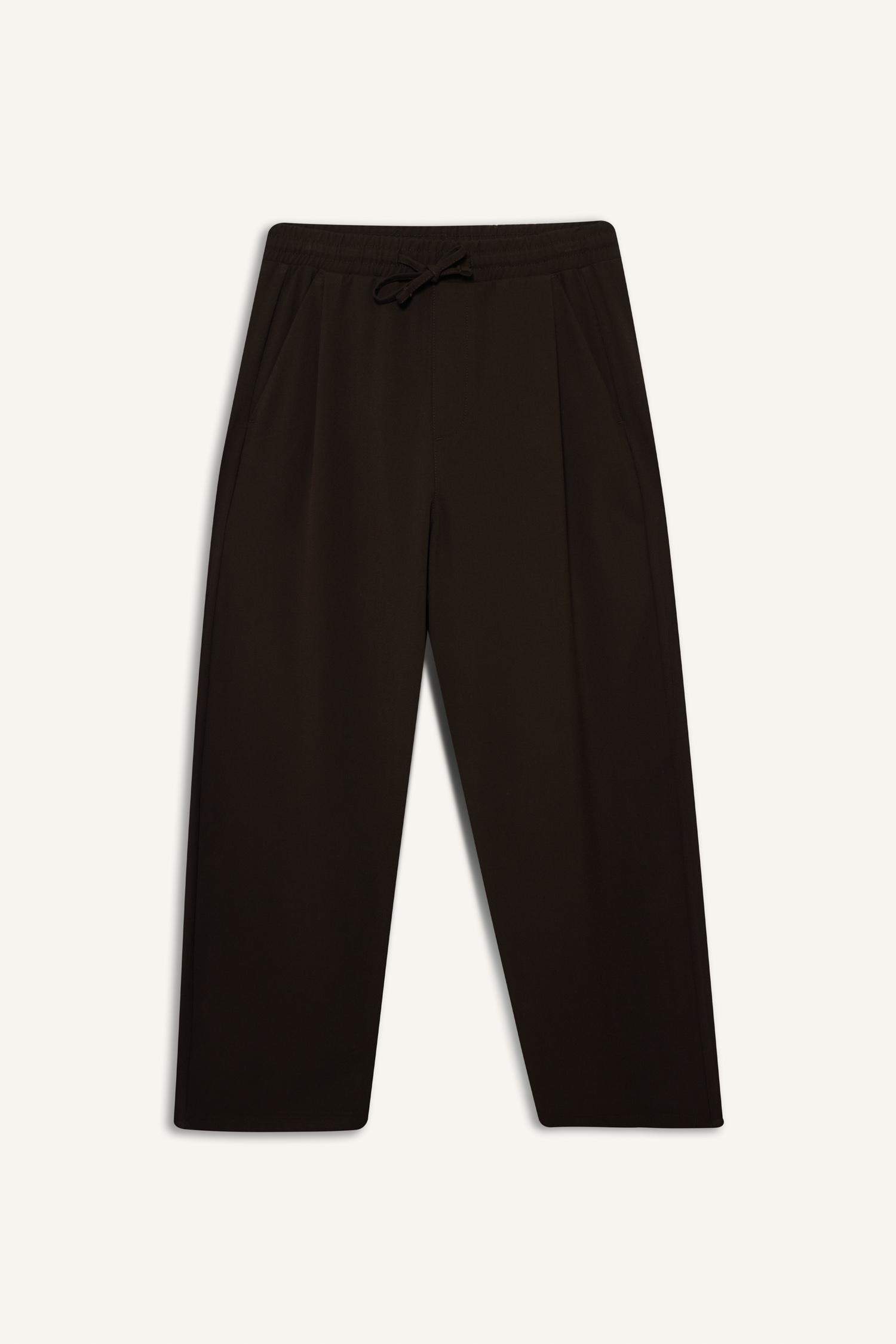 Barrel Fit Geniş Düz Paça Cepli Pantolon