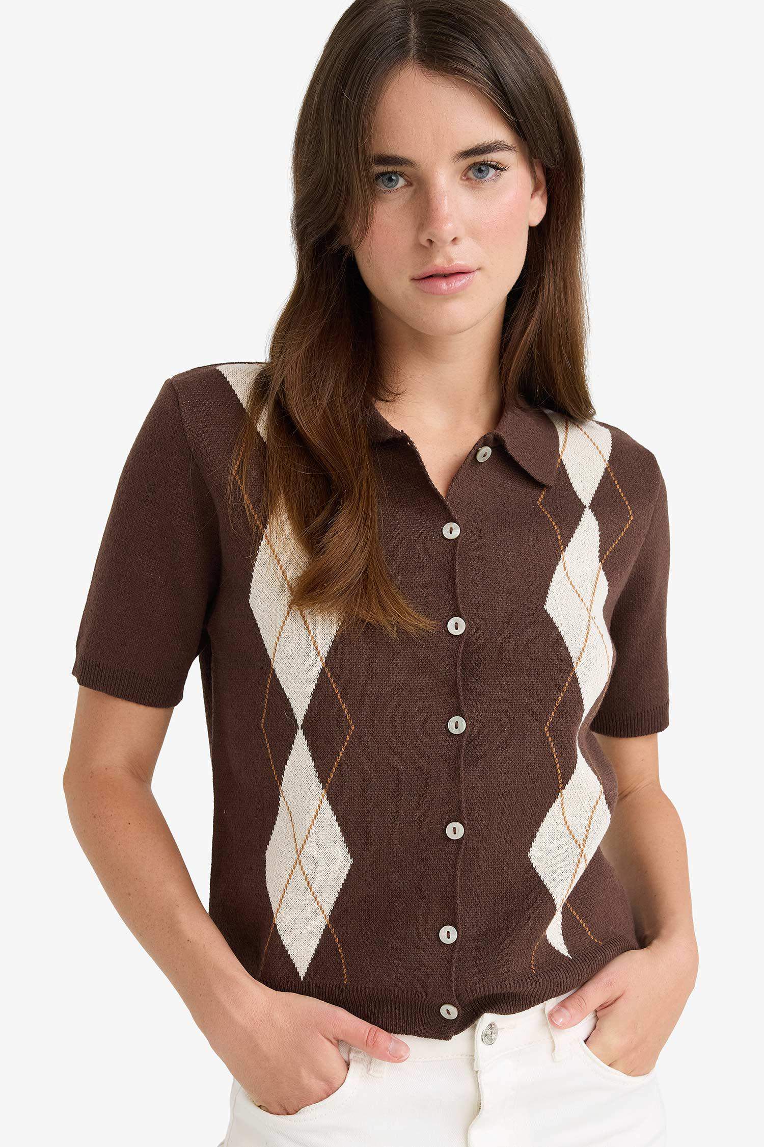 Regular Fit Polo Collar Knitwear Cardigan