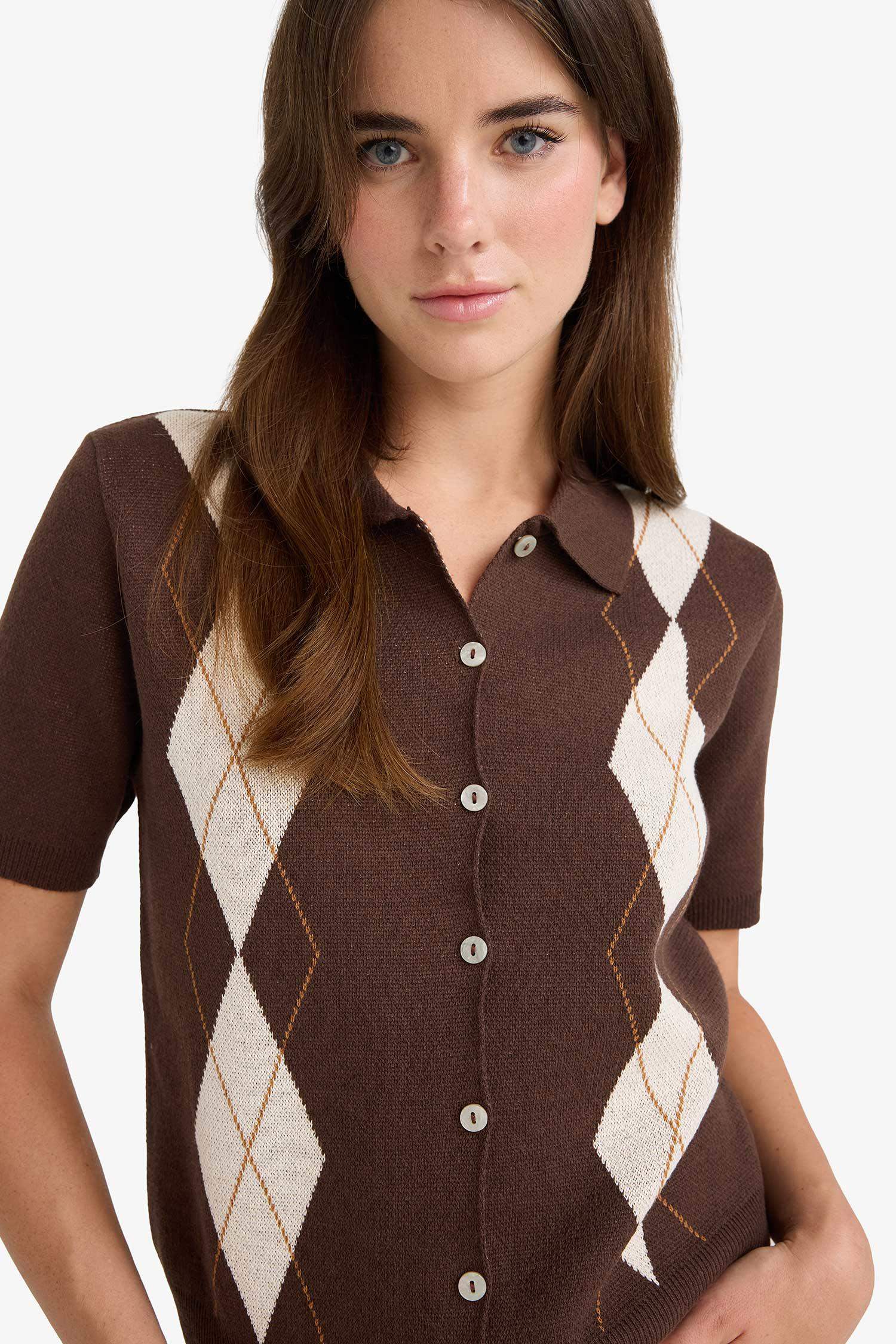 Regular Fit Polo Collar Knitwear Cardigan