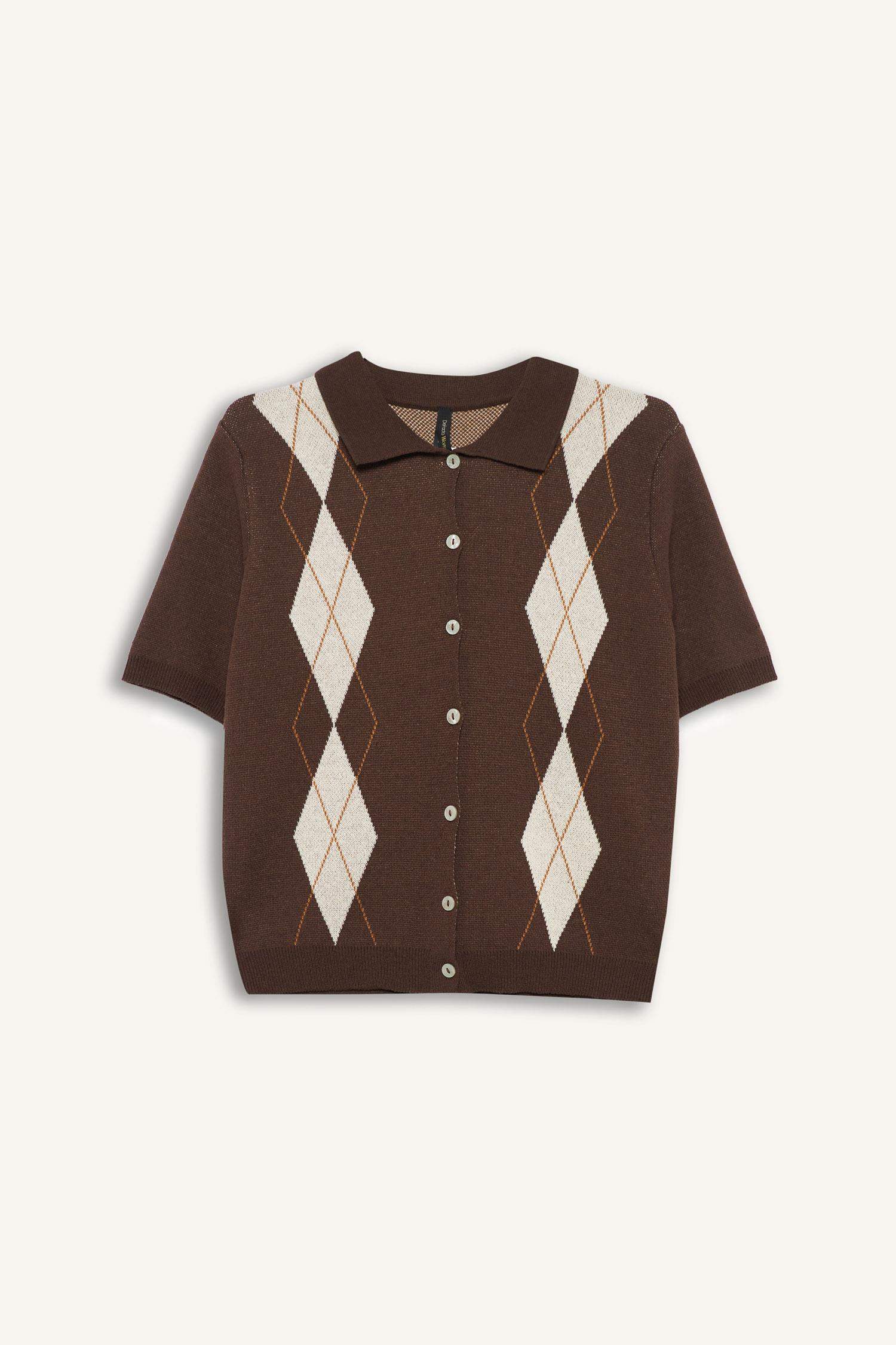 Regular Fit Polo Collar Knitwear Cardigan