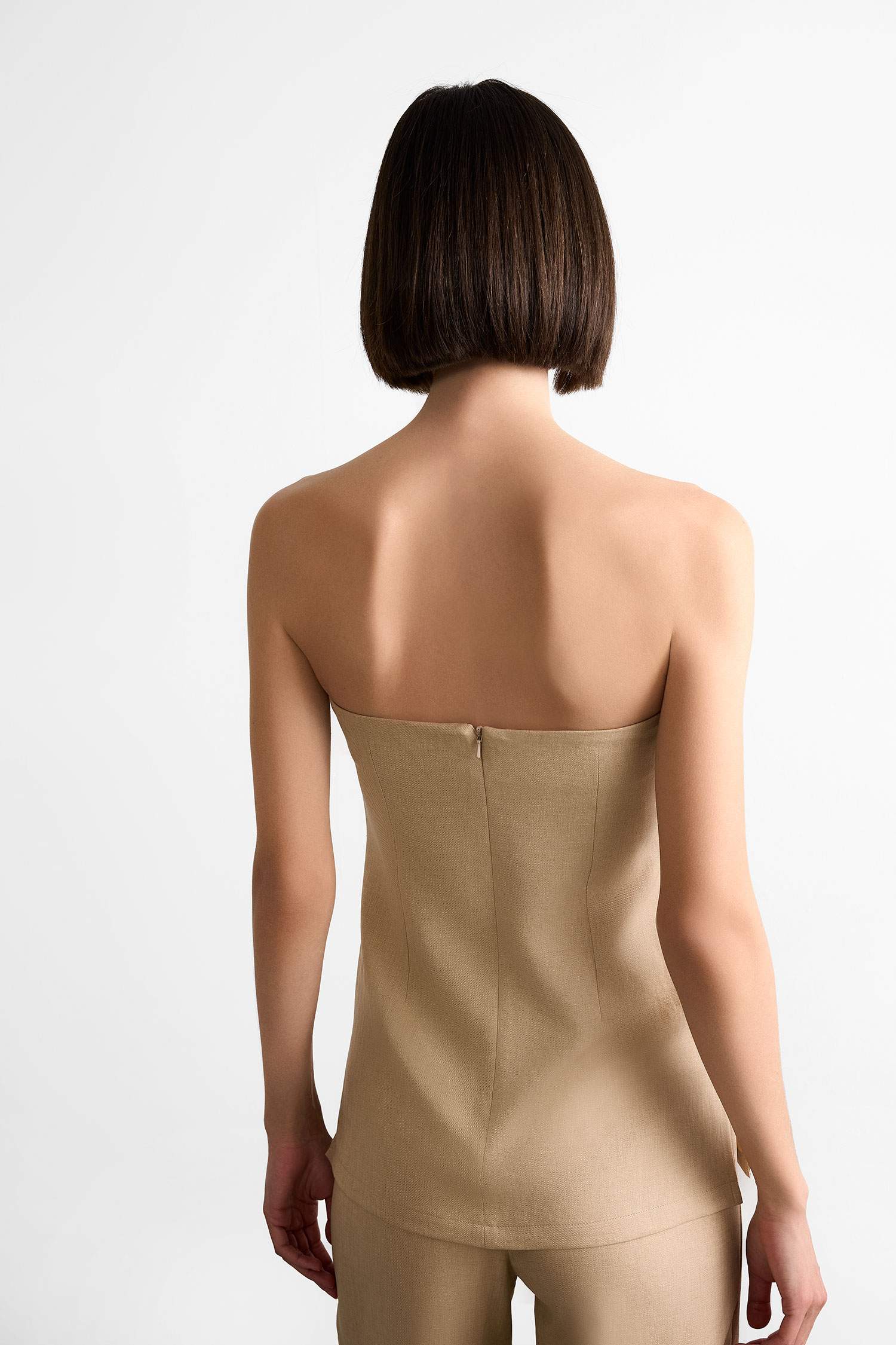 Vücudu Saran Straplez Basic Düz Bluz