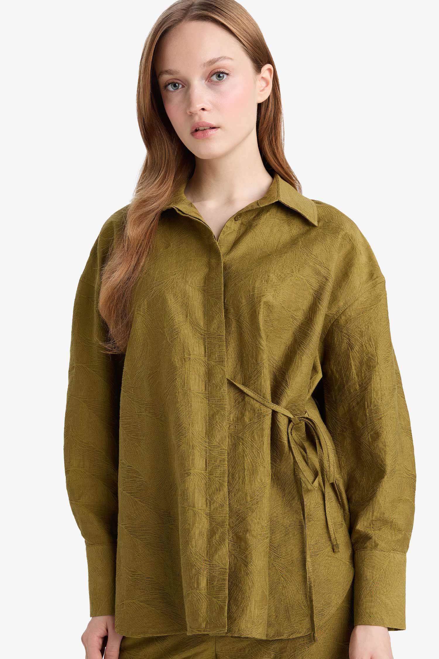 Regular Fit Shirt Collar Long Sleeve Tunic