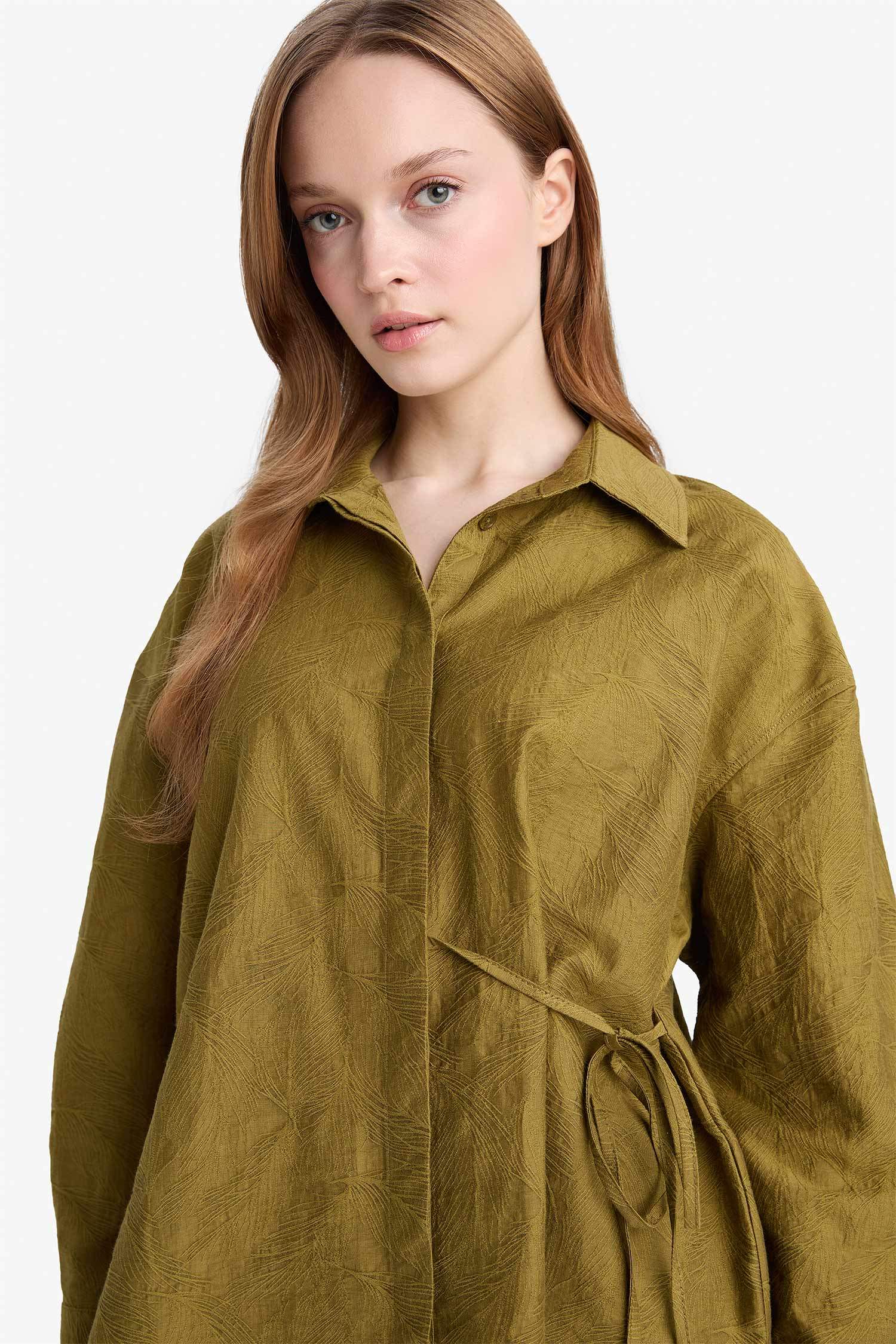 Regular Fit Shirt Collar Long Sleeve Tunic