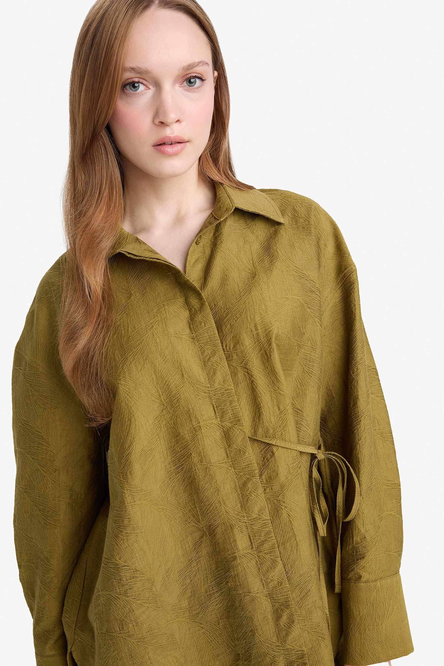 Regular Fit Shirt Collar Long Sleeve Tunic