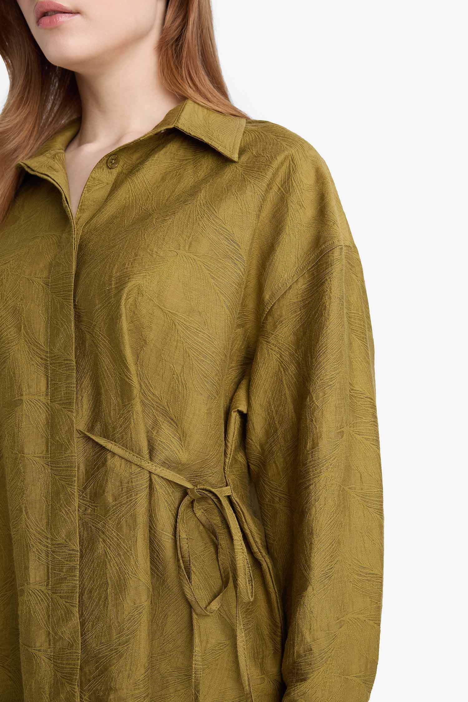 Regular Fit Shirt Collar Long Sleeve Tunic