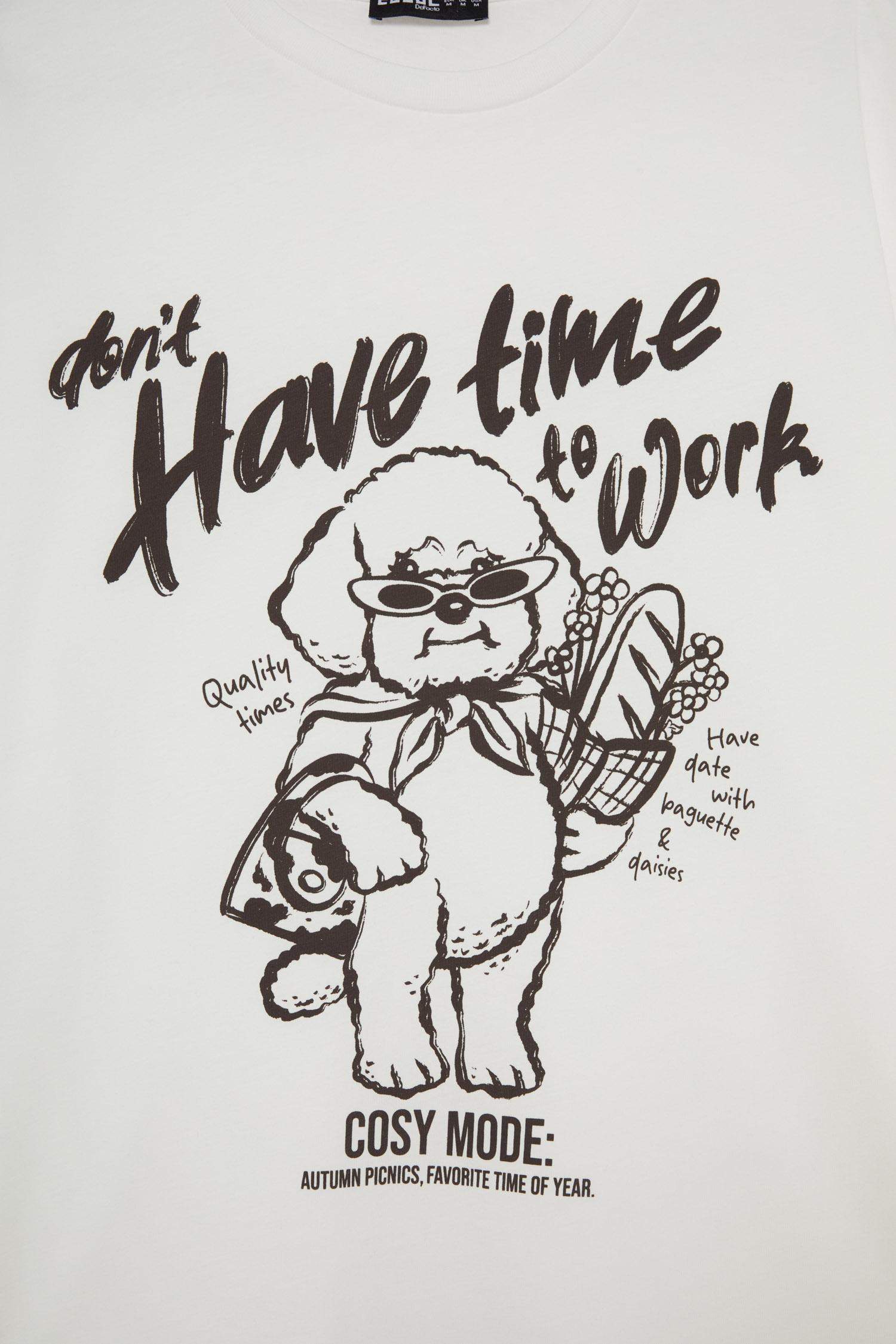 Coool Oversize Geniş Kalıp Bisiklet Yaka Baskılı Kısa Kollu Tişört 