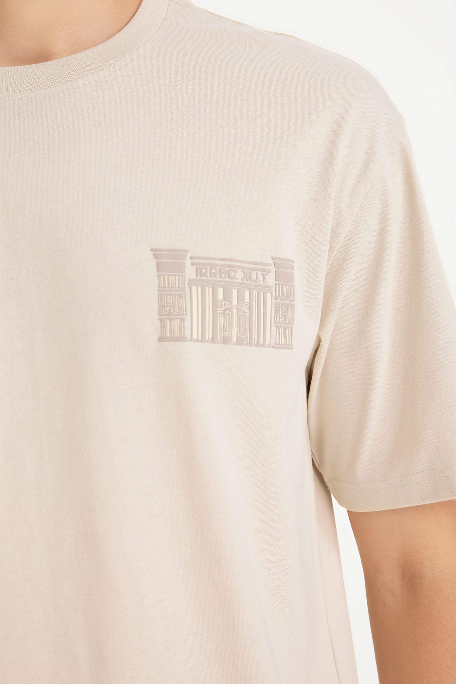 DeFacto %100 Pamuk Boxy Fit Baskılı Tişört görsel 5