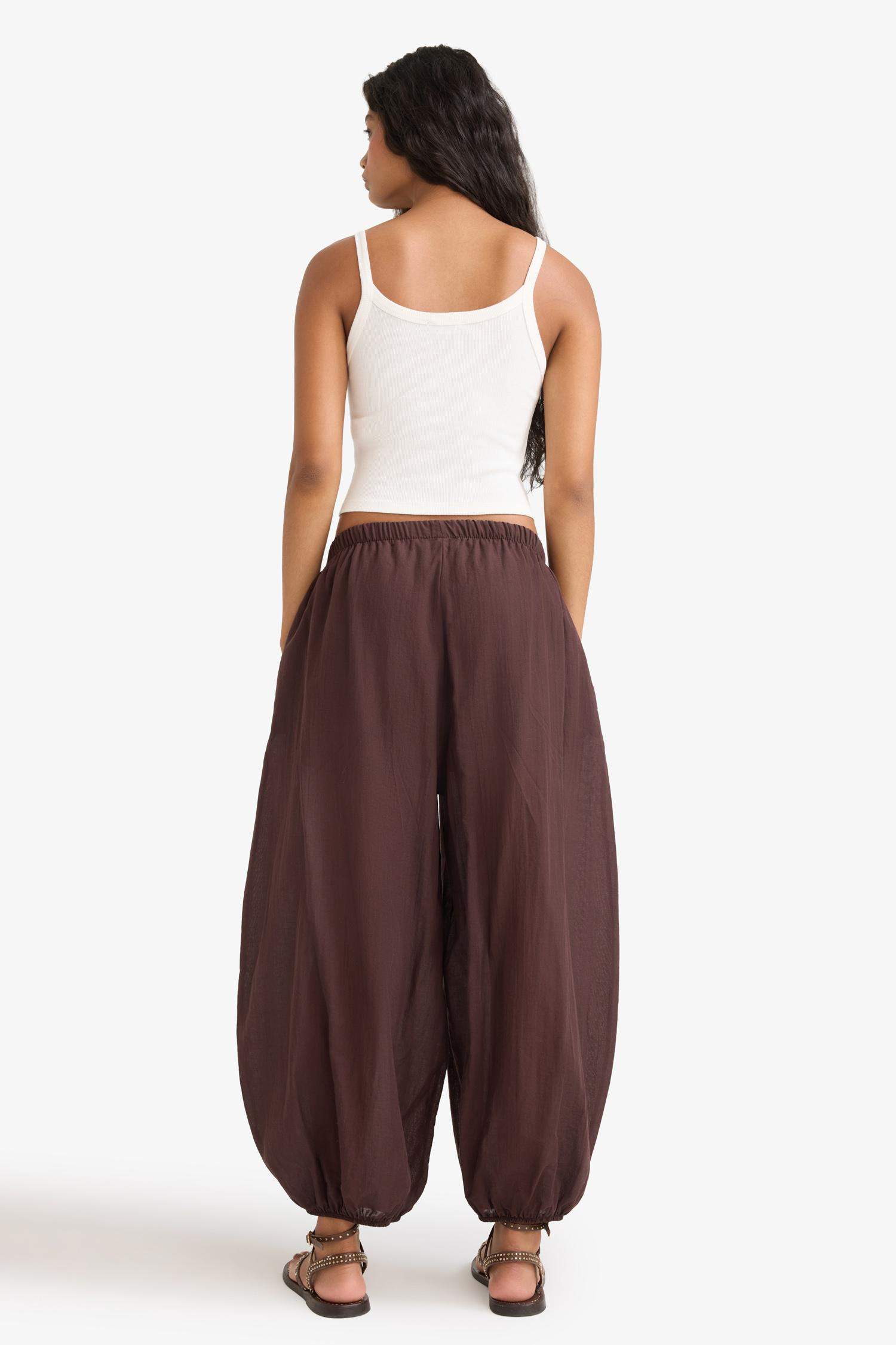 Barrel Fit Cepli Normal Bel Standart Boy Vual Şalvar Pantolon