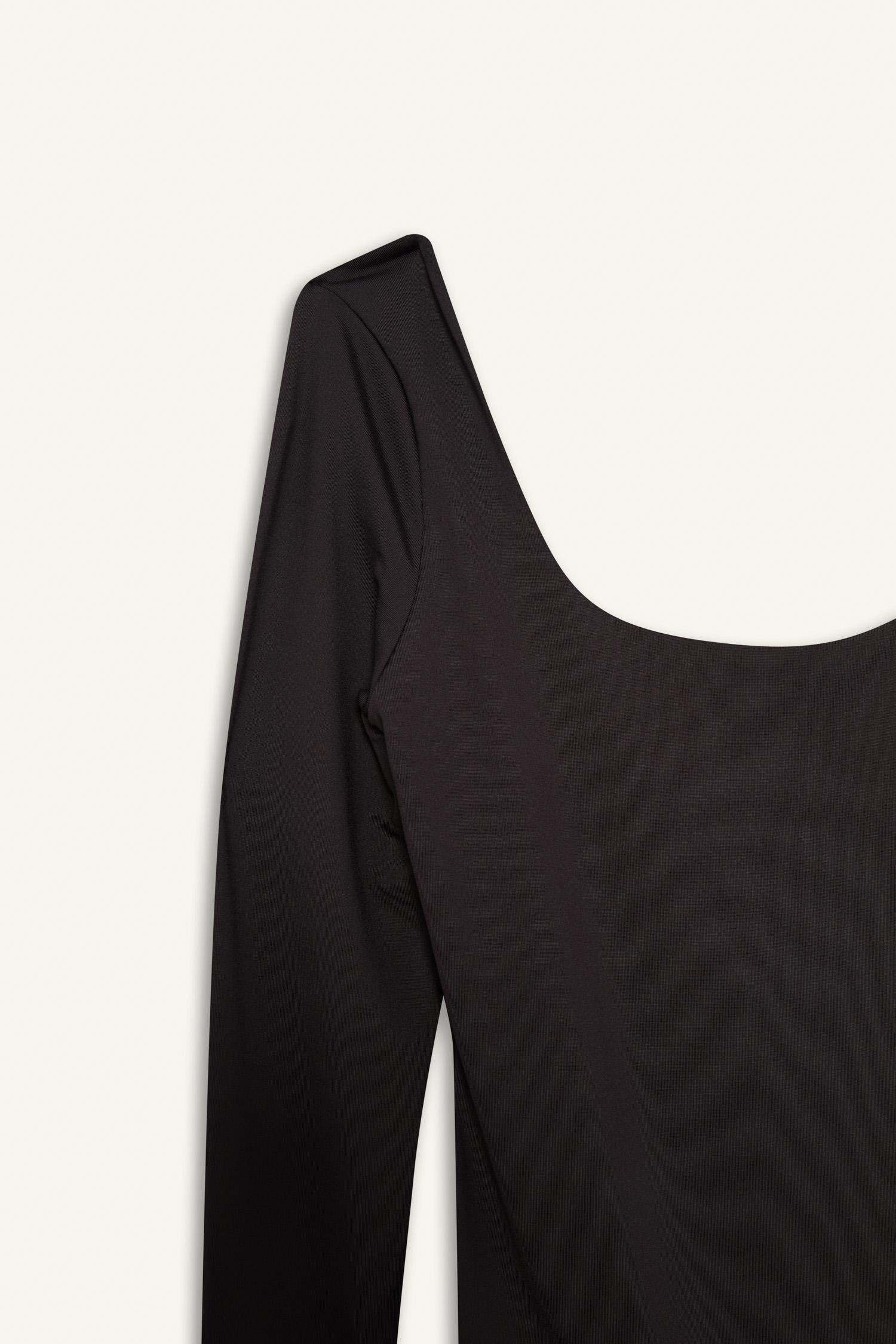 Body à col U et manches longues à boutons-pression