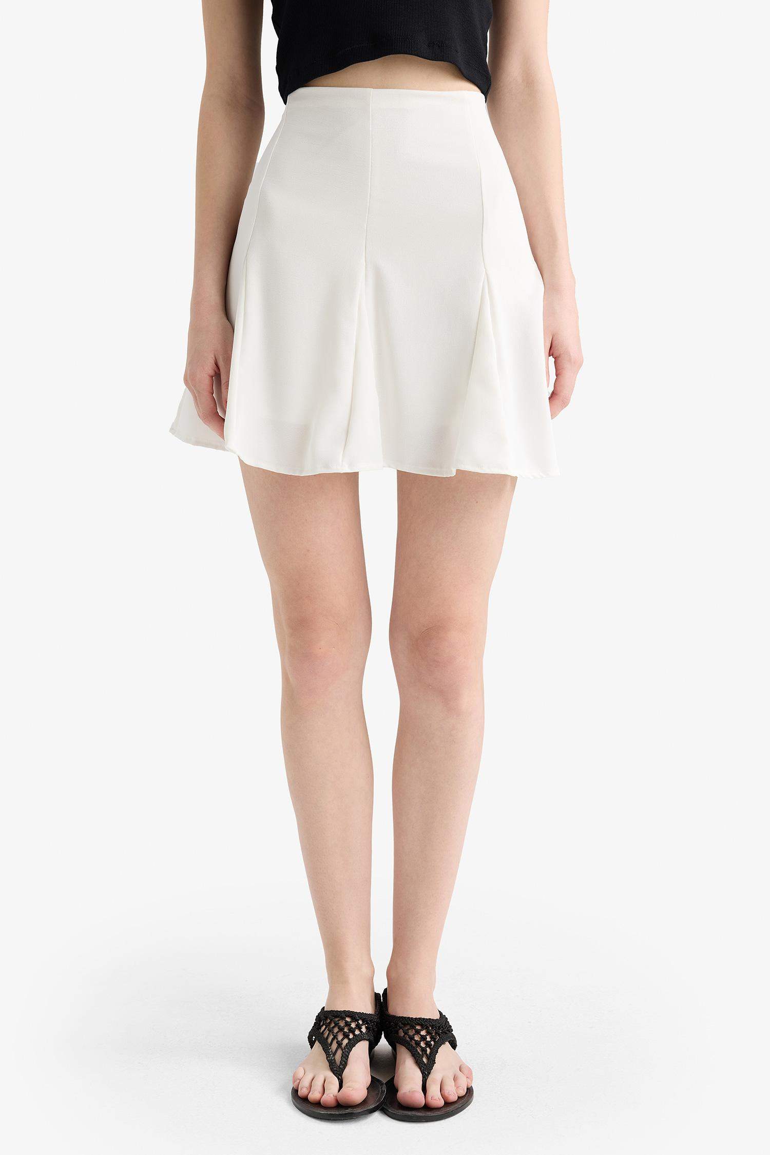 A Kesim Normal Bel Krep Mini Etek