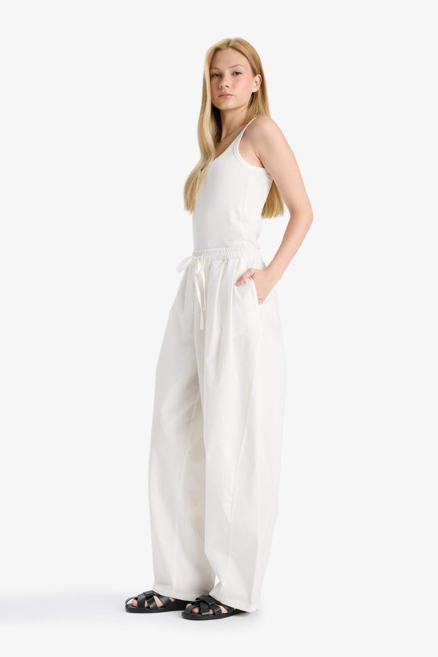 Coool Barrel Fit Normal Bel Poplin Pantolon