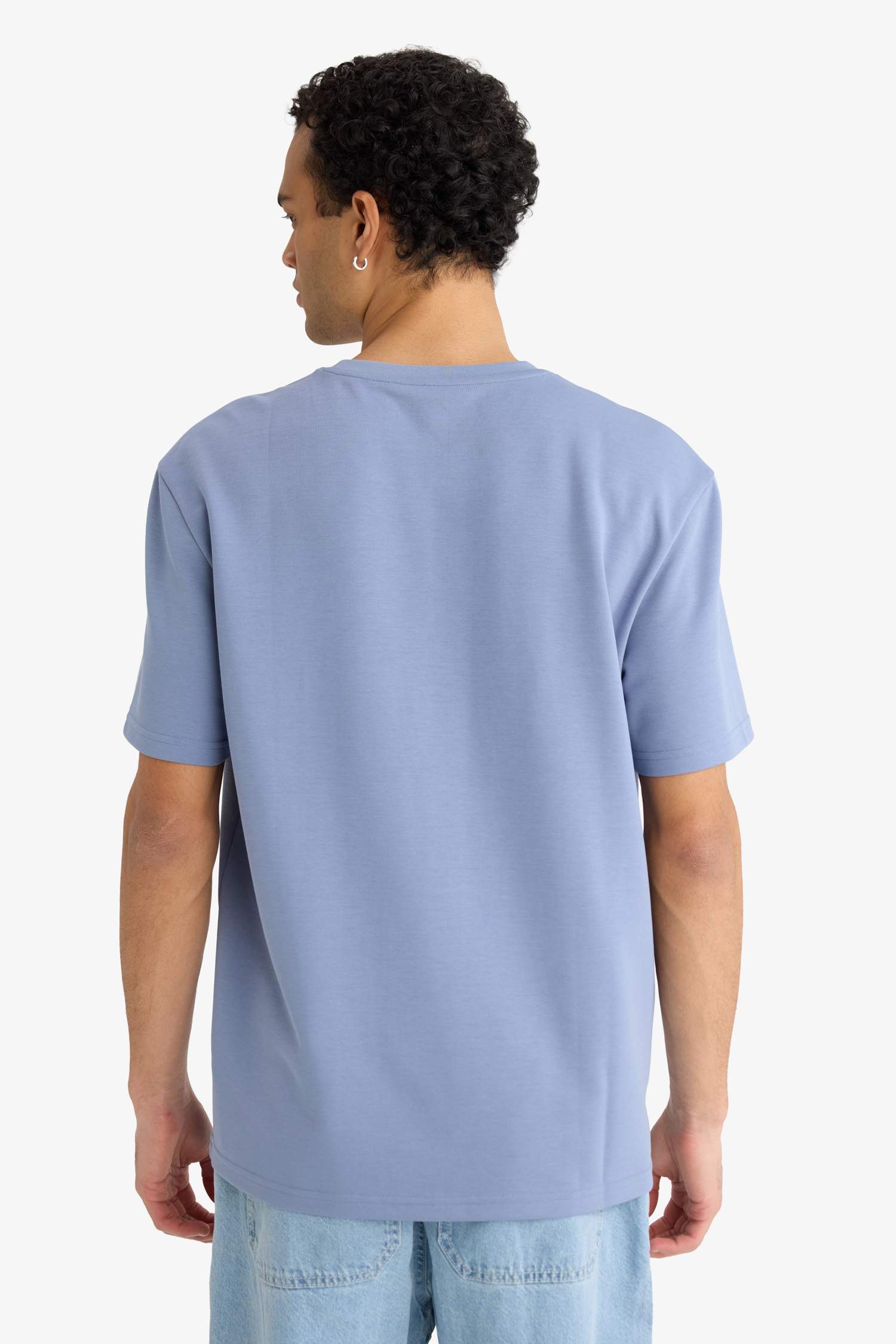 Regular Fit Bisiklet Yaka Baskılı Kısa Kollu Tişört