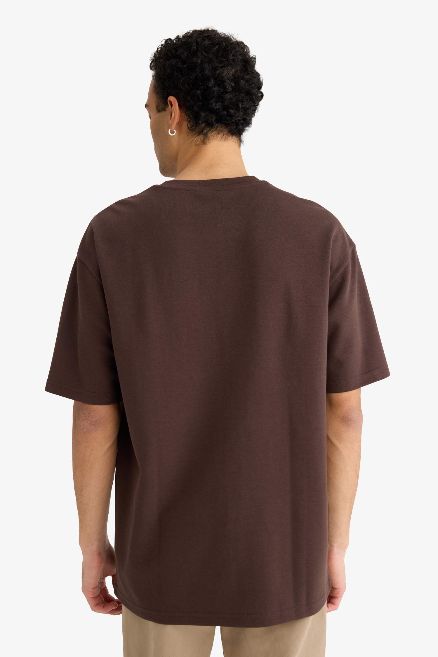 Tshirt boxy imprimé à col rond et manches courtes