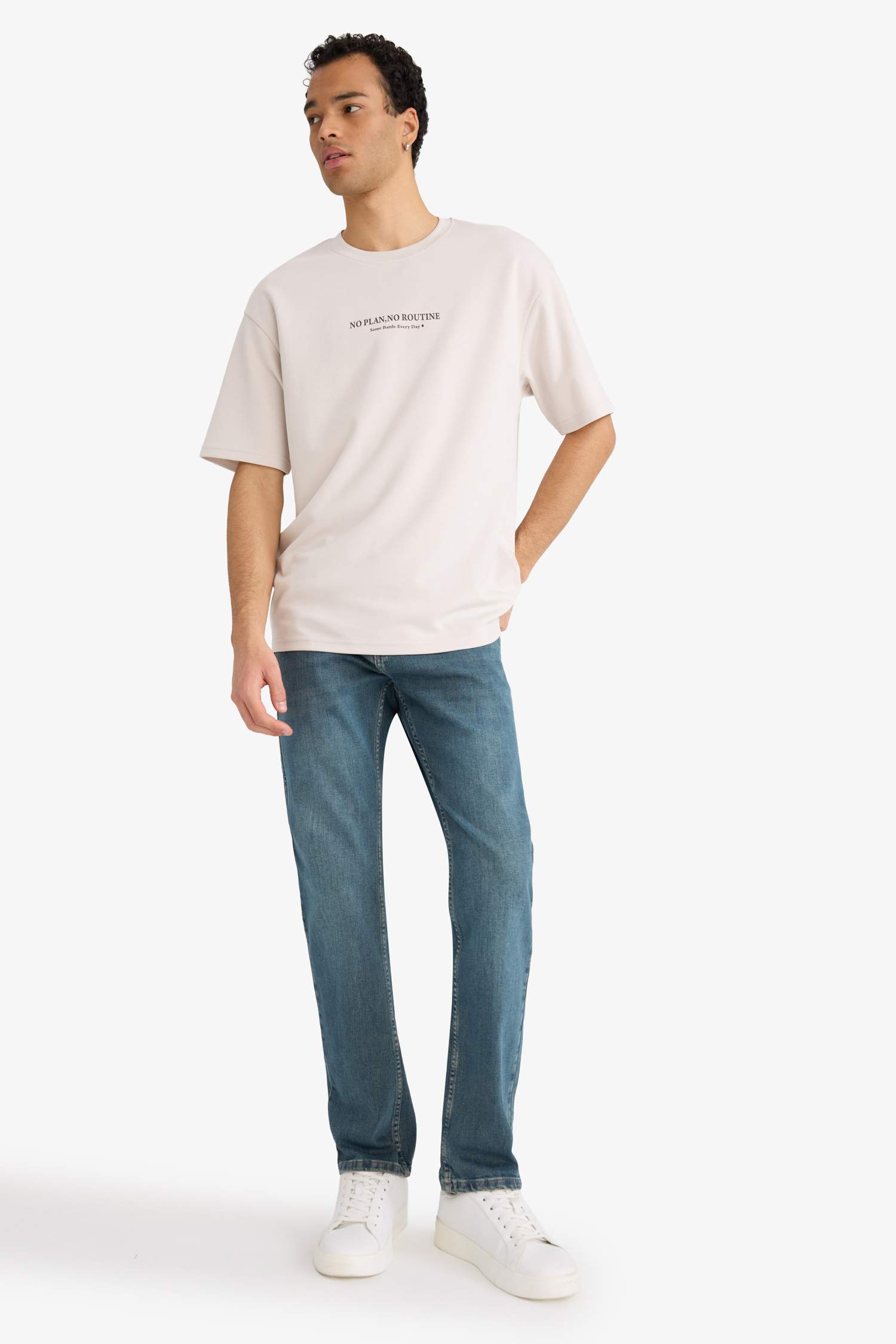 T-shirt boxy à col rond et manches courtes imprimé