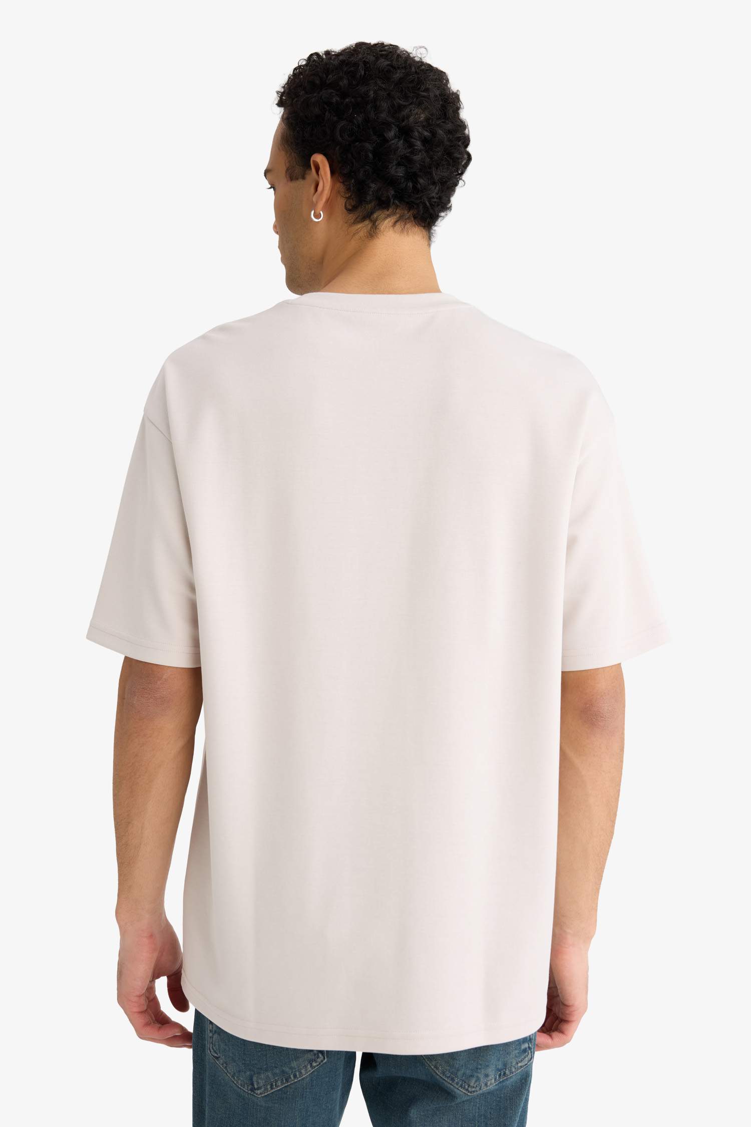 T-shirt boxy à col rond et manches courtes imprimé