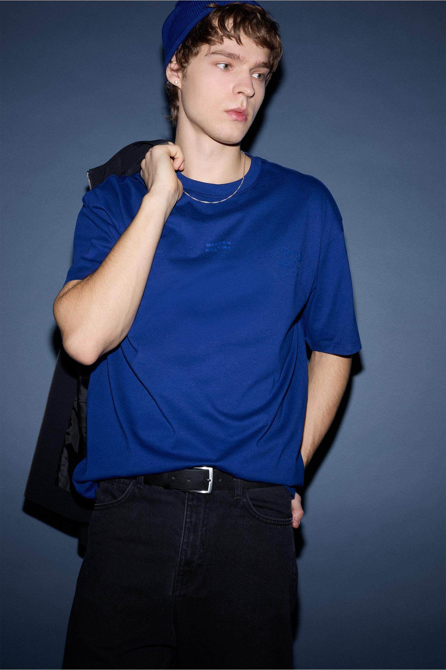 %100 Pamuk Boxy Fit Baskılı Tişört