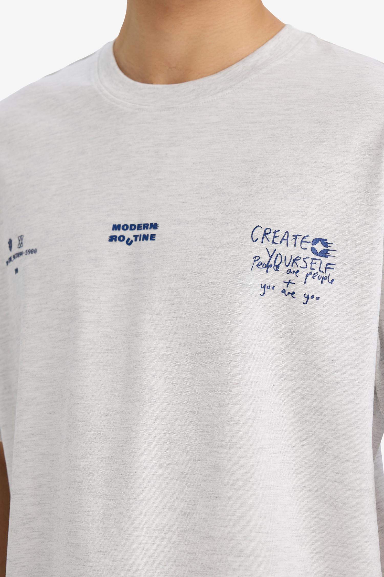 T-shirt boxy à col rond et manches courtes imprimé