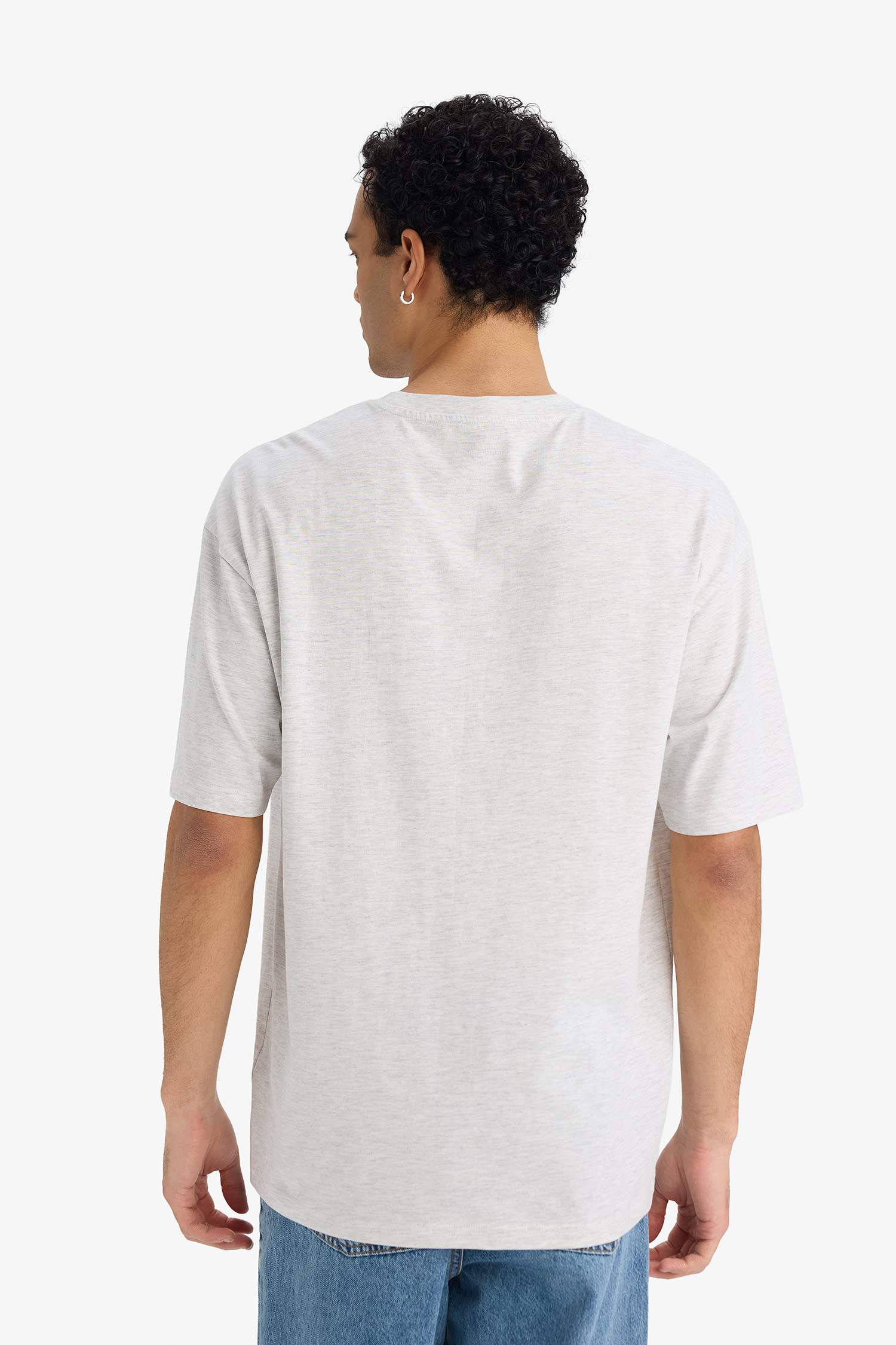 T-shirt boxy à col rond et manches courtes imprimé