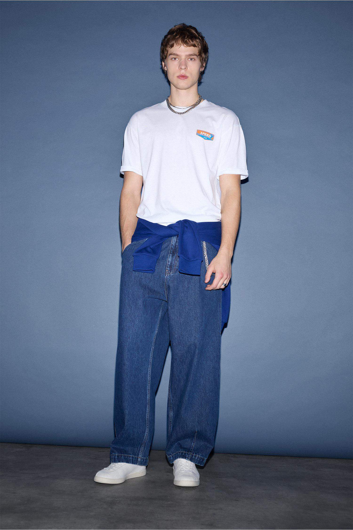 %100 Pamuk Boxy Fit Baskılı Tişört