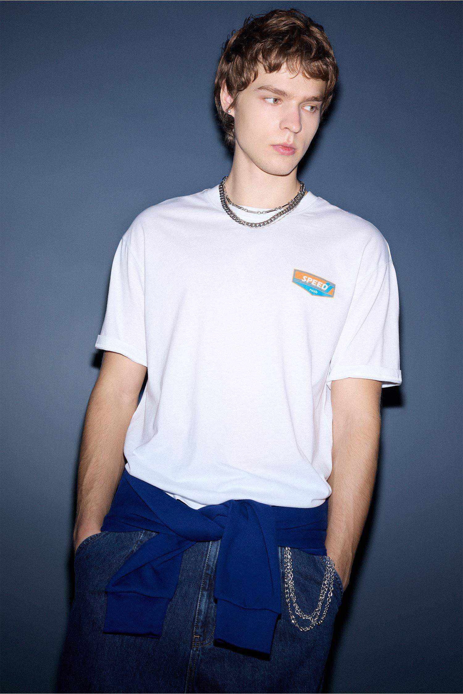 %100 Pamuk Boxy Fit Baskılı Tişört