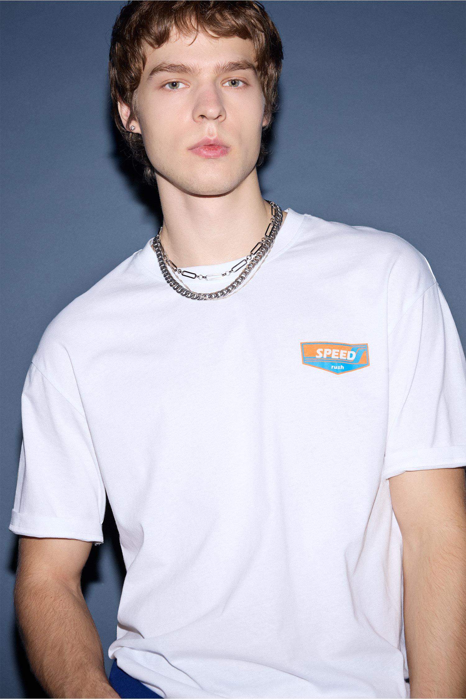 %100 Pamuk Boxy Fit Baskılı Tişört