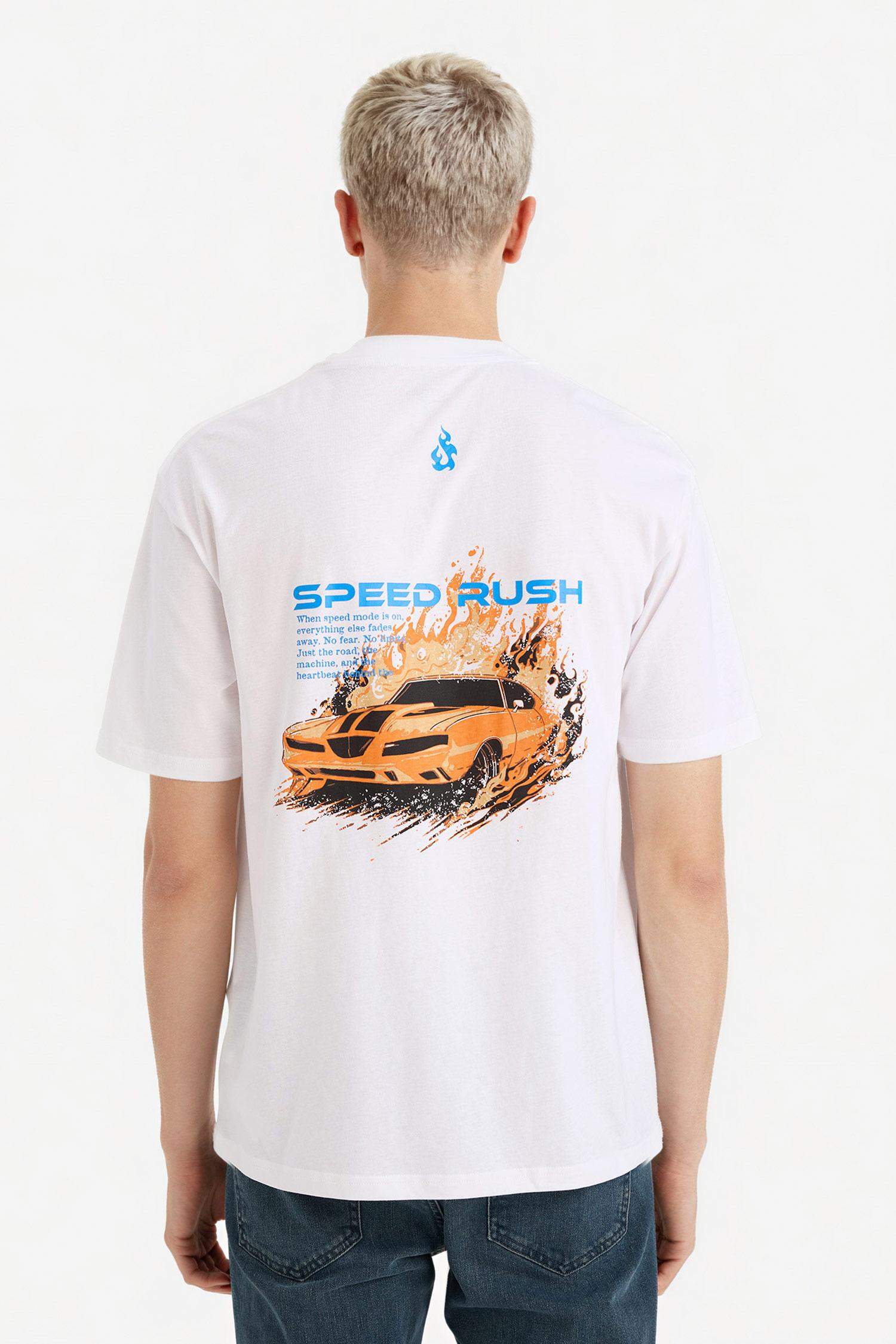 %100 Pamuk Boxy Fit Baskılı Tişört